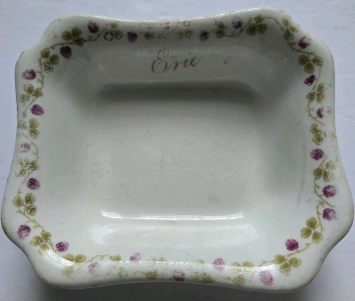 RARE Vtg Erie Railroad China GOULD Deep Side Baker Tray L. Barth TOP Mark 1920s