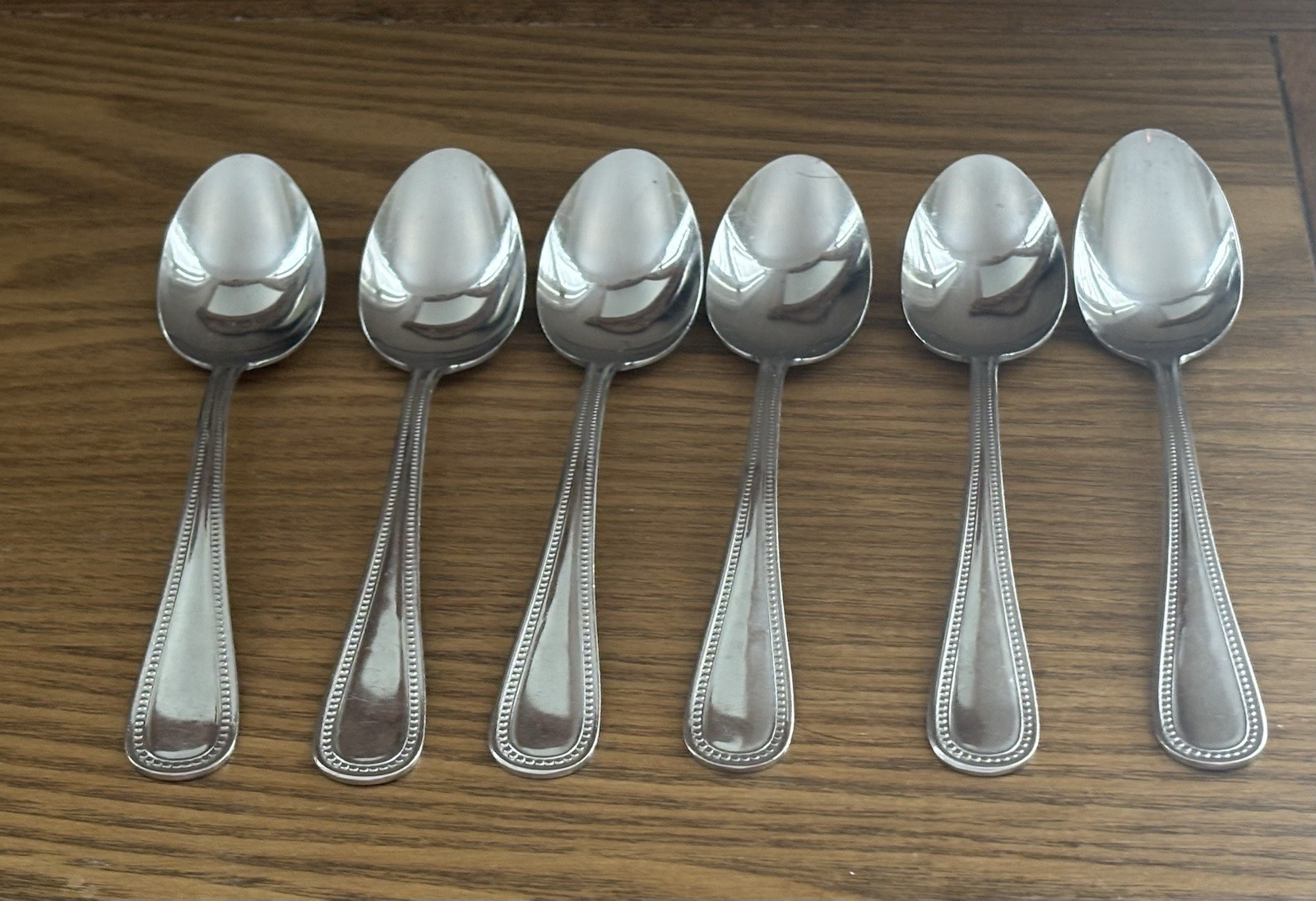 Barclay 4 Geneve Beaded Dessert Cereal Spoons SET Of 6 Stainless Vintage Japan