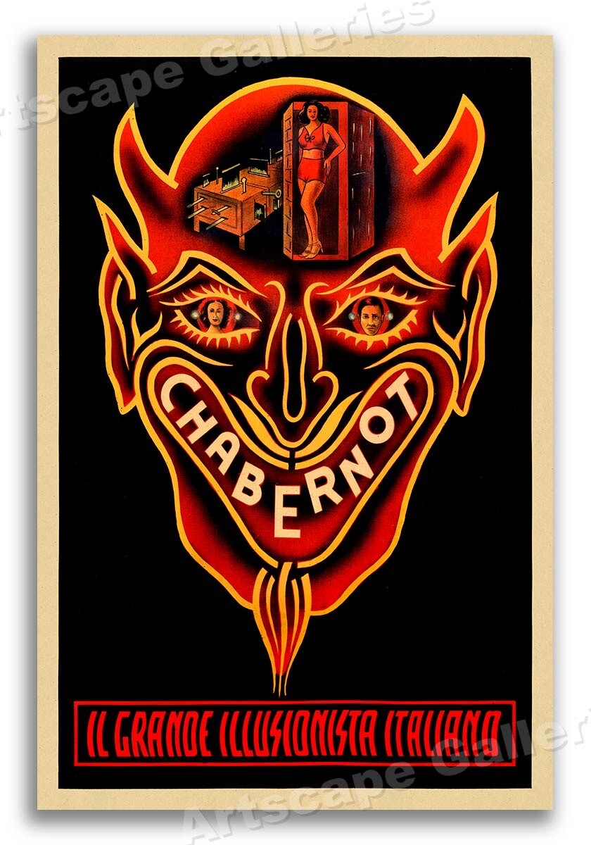 Chabernot the Great Illusionist 1930s Vintage Style Magician Poster - 16x24