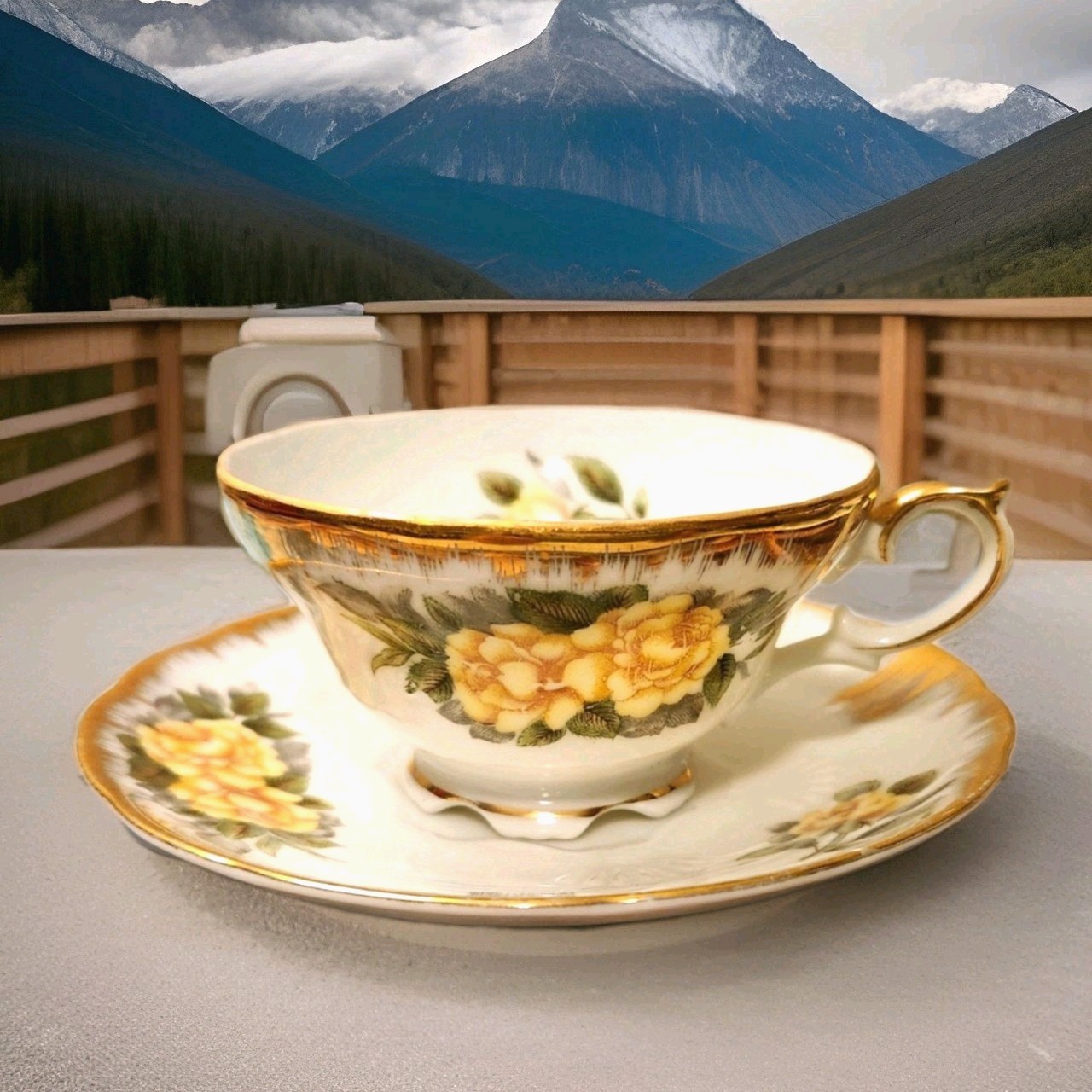 Norcrest Tea Cup and Saucer Occupied In Japan Porcelain Hand Painted (1945-1952)
