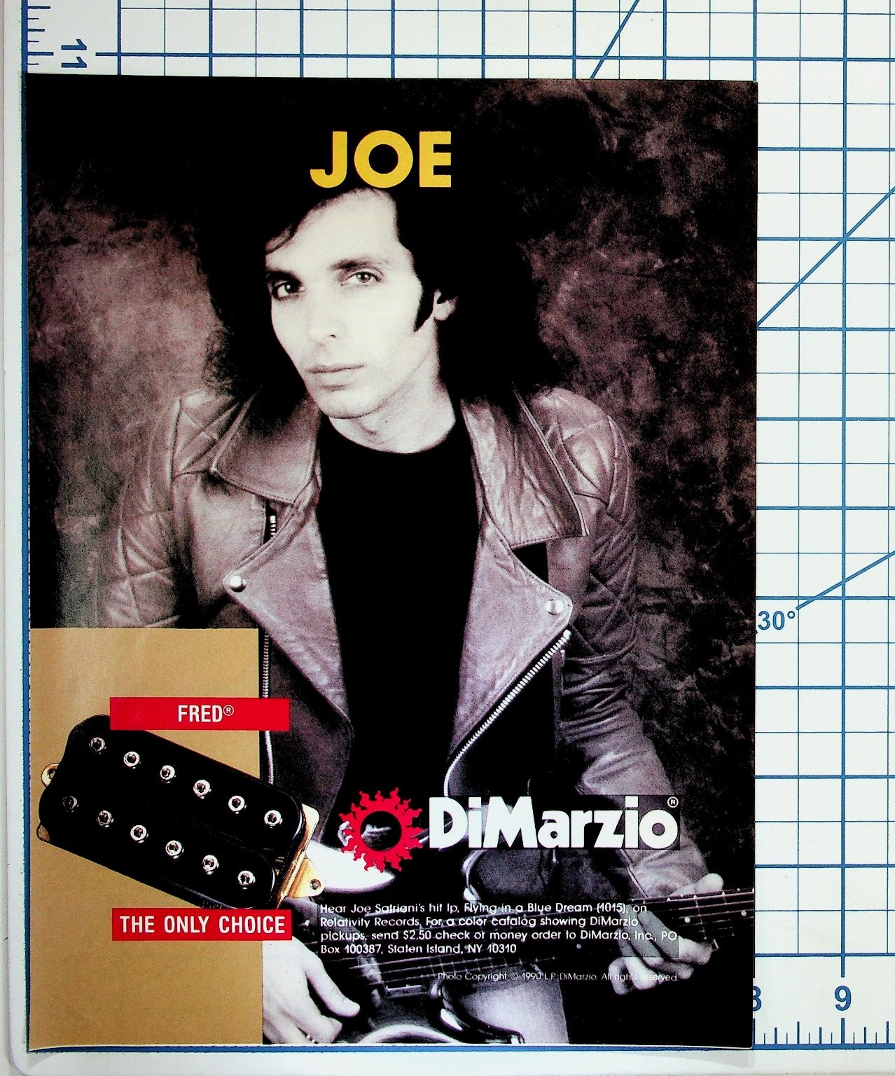Joe Satriani DiMarzio FRED Pickup 1990 Guitar Magazine Ad Ephemera