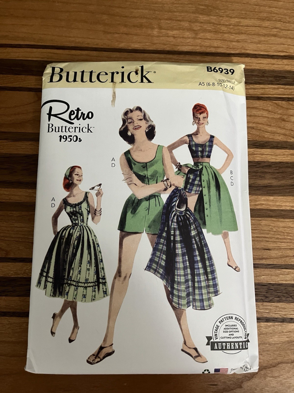 Butterick 1950\'s Retro Pattern  B6939 A5 (6-8-10-12-14) NEW 