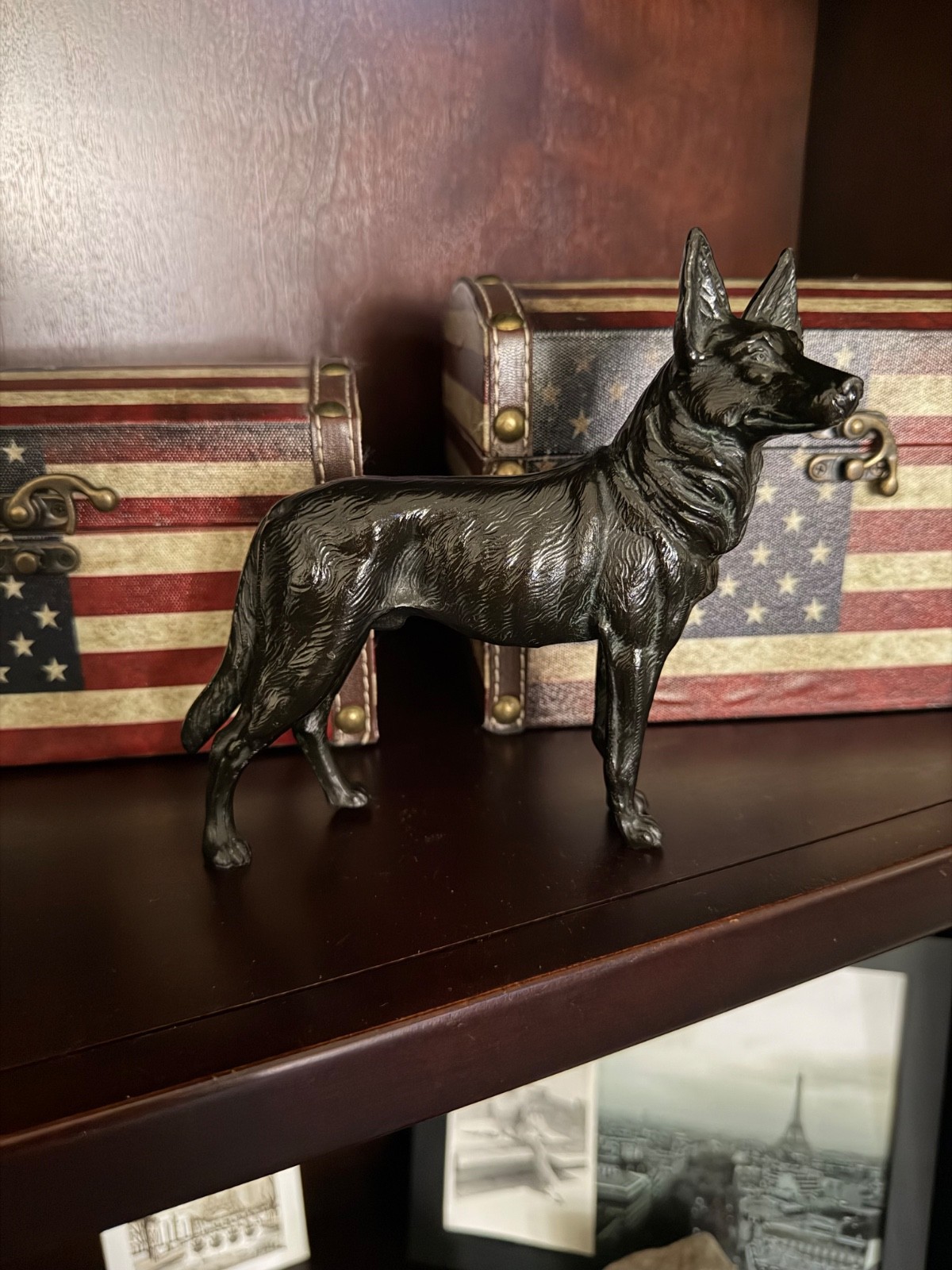Vintage (1920-1940\'s) German Shepherd Solid Spelter/Zinc Alloy Dog Statue 6-Inch