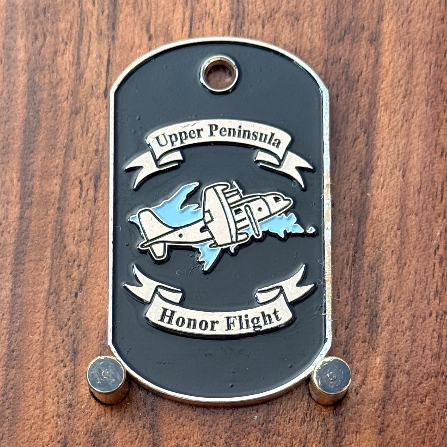 Upper Peninsula Honor Flight Dog Tag Shape Challenge Coin  M#28