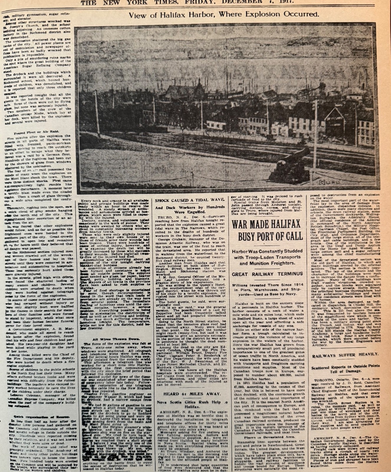 Vintage Halifax, NS explosion NEW YORK TIMES News Article Estate Sale Find