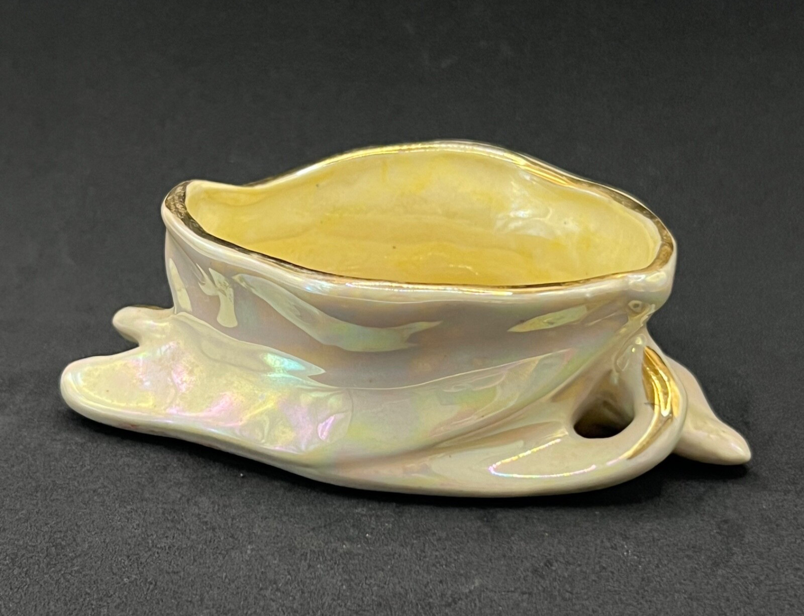 Pearl China Co Iridescent Open Sugar Bowl Lusterware 22K Gold Vintage MCM Decor