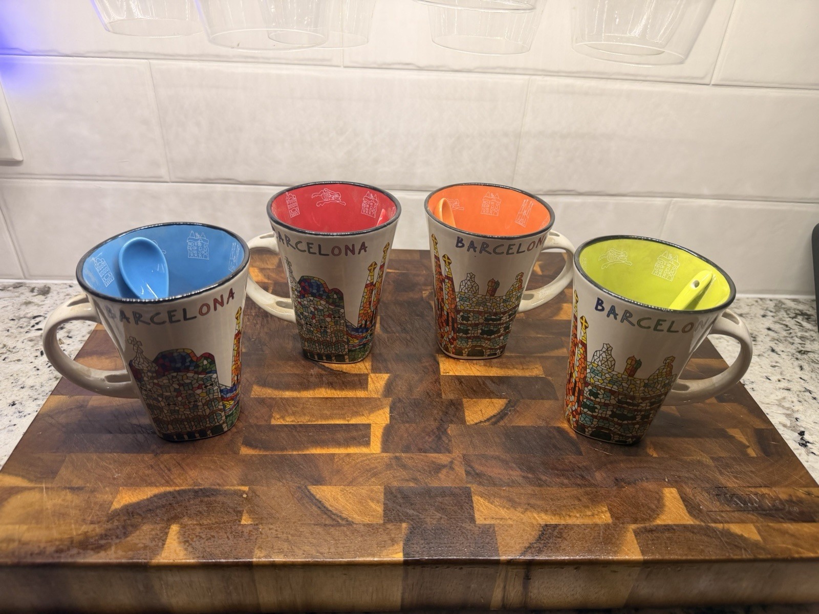 BRAND NEW Olé Mosaic Barcelona Gaudí Ceramic Mug & Spoon Set (4pc) BRAND NEW Olé Mosaic Barcelona Gaudí Ceramic Mug & Spoon Set (4pc)