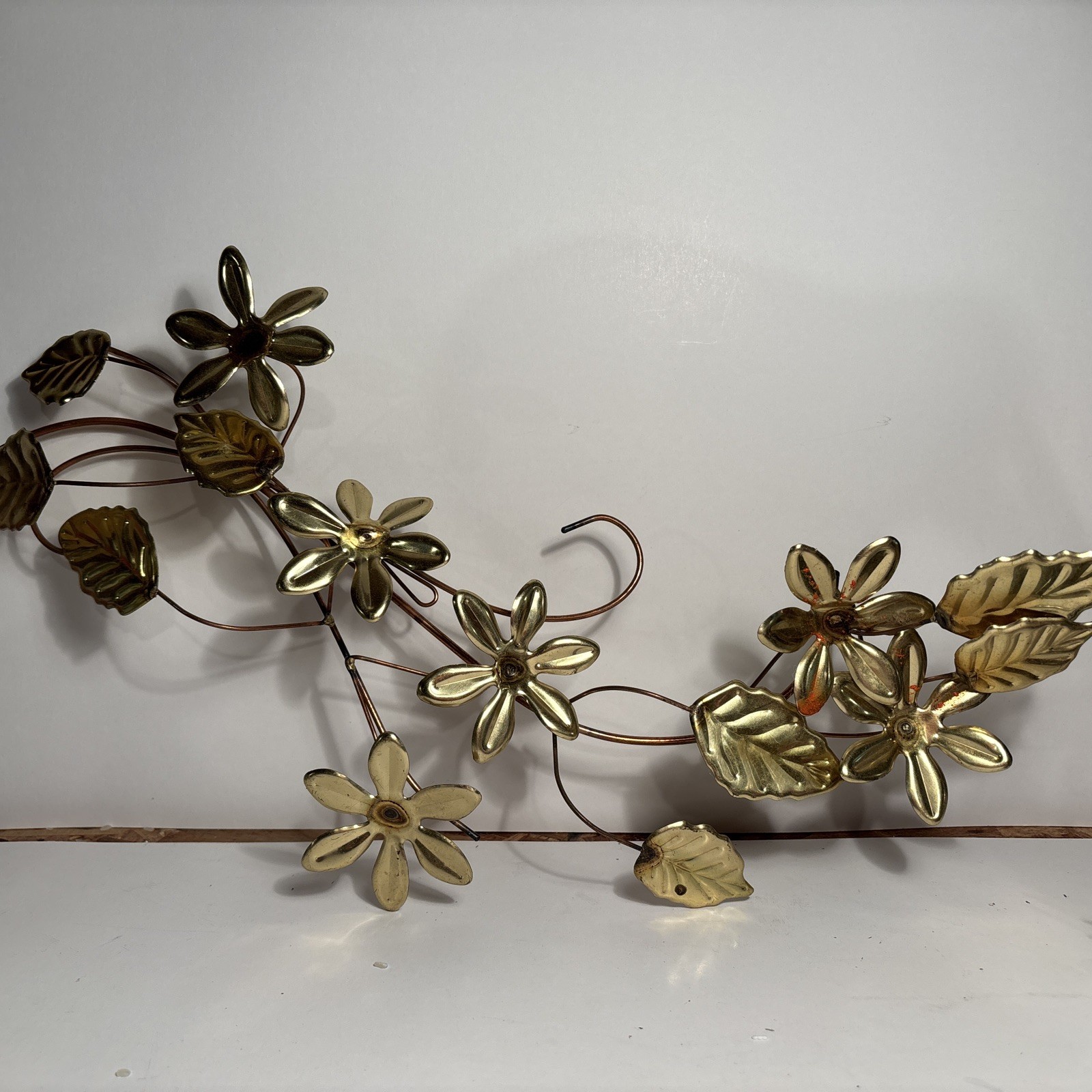 Vtg Homco Gold Metal Wire Ivy Leaf Wall Hanging Decor Art Cottage
