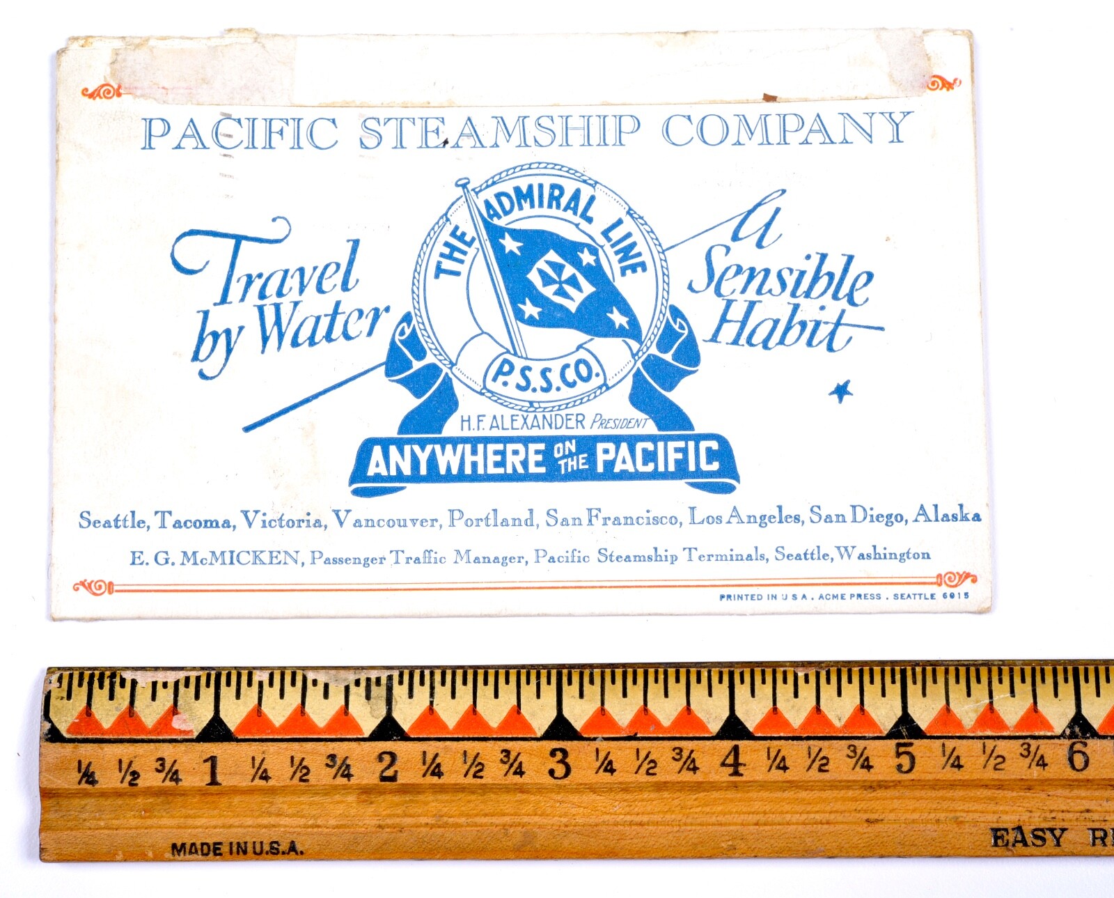 Vintage 1927 Pacific Steamship Co. Admiral Line Ship Postcard/Menu - SCARCE Vintage 1927 Pacific Steamship Co. Admiral Line Ship Postcard/Menu - SCARCE