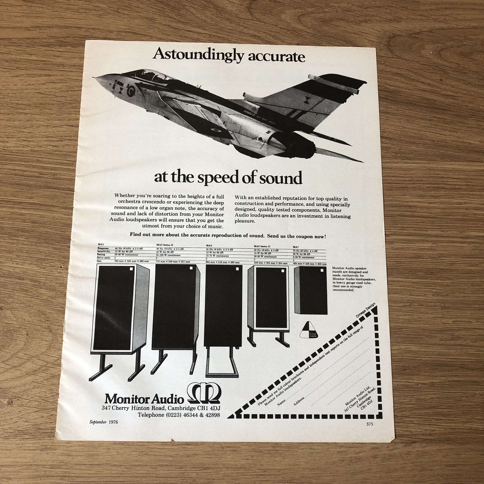 GRAM152 MAGAZINE ADVERT 11X8 MONITOR AUDIO MA1, MA4, MA7