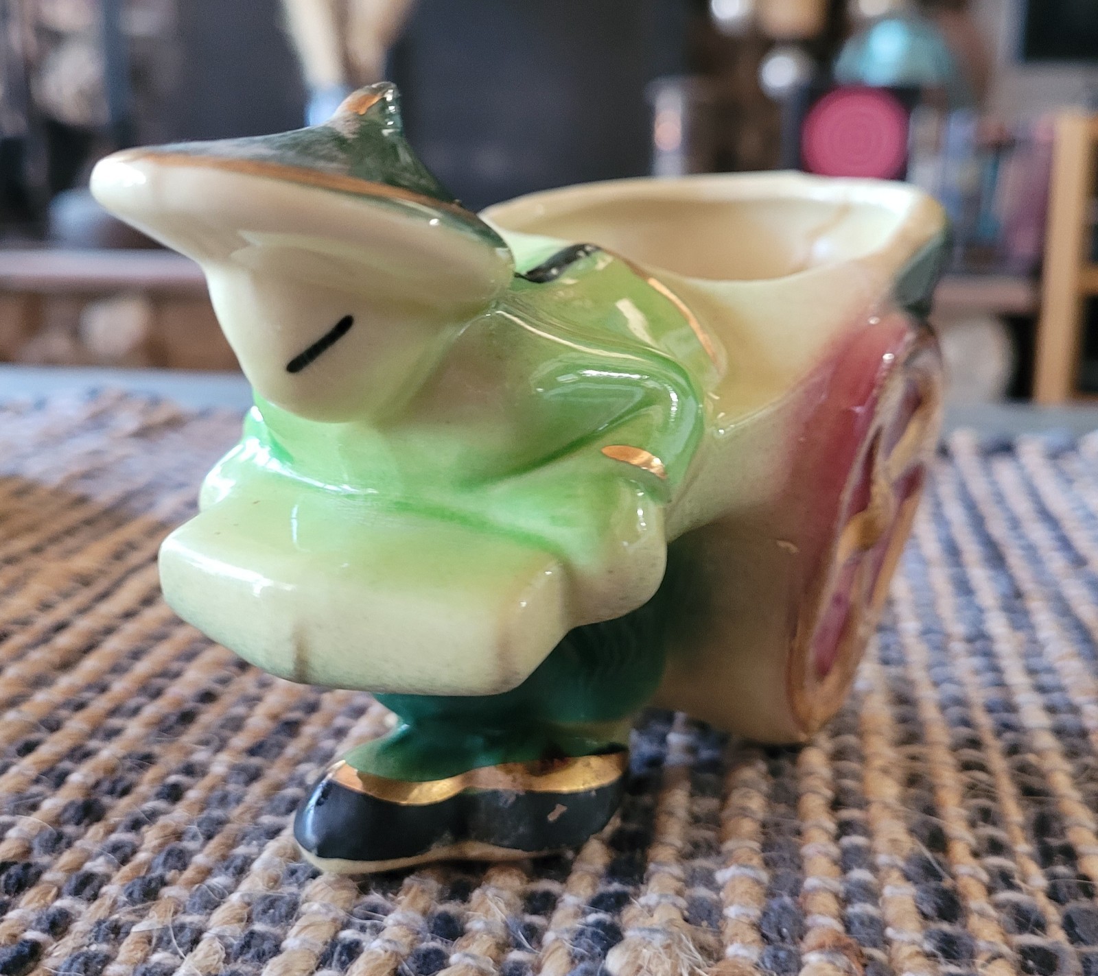 Vintage Shawnee Pottery #539 Ceramic Asian Man With Cart Cute Flower Pot