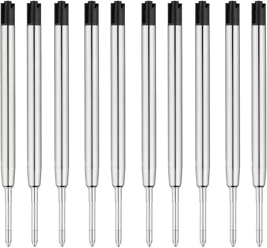 10Pc Ballpoint Pen Refills Black Ink 1mm Medium Tip Parker Style