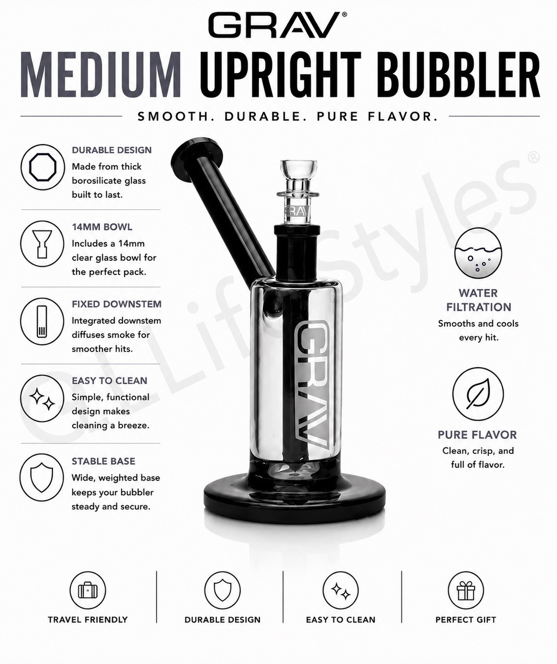 GRAV® Medium Upright Bubbler - Black Accents