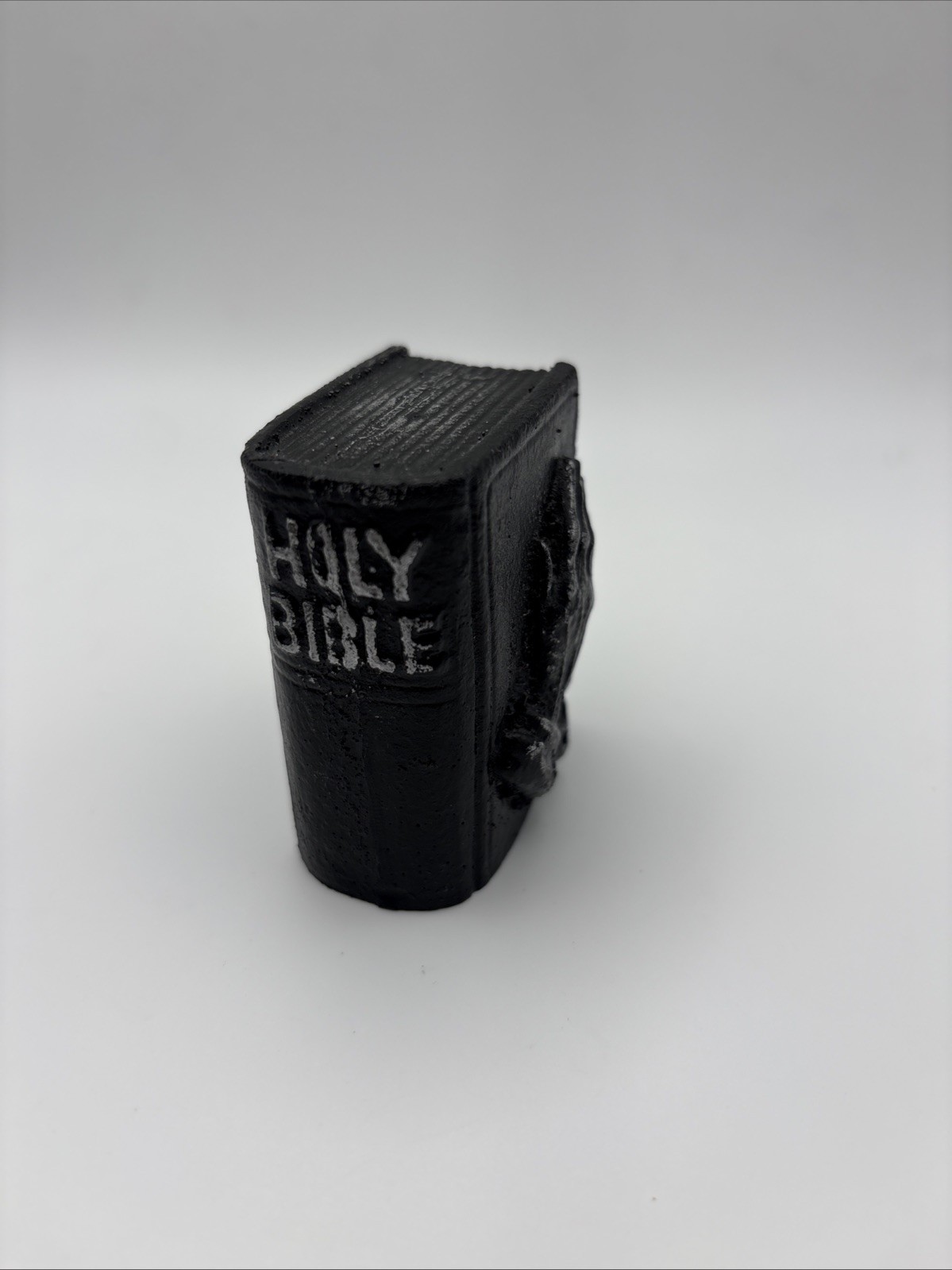 Vintage Handcrafted Coal Bible Handmade Christian Praying Hand Black Cute Decor
