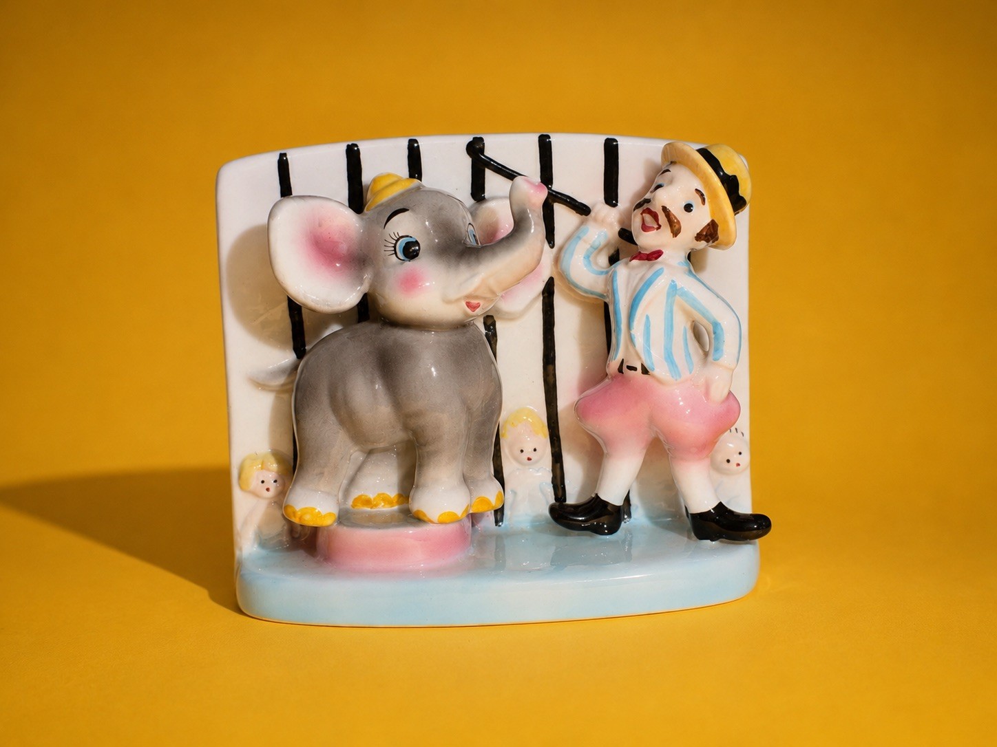 CUTE Vintage Circus Figurine Planter Japan 1950s Kitschy Retro Napco Ceramic
