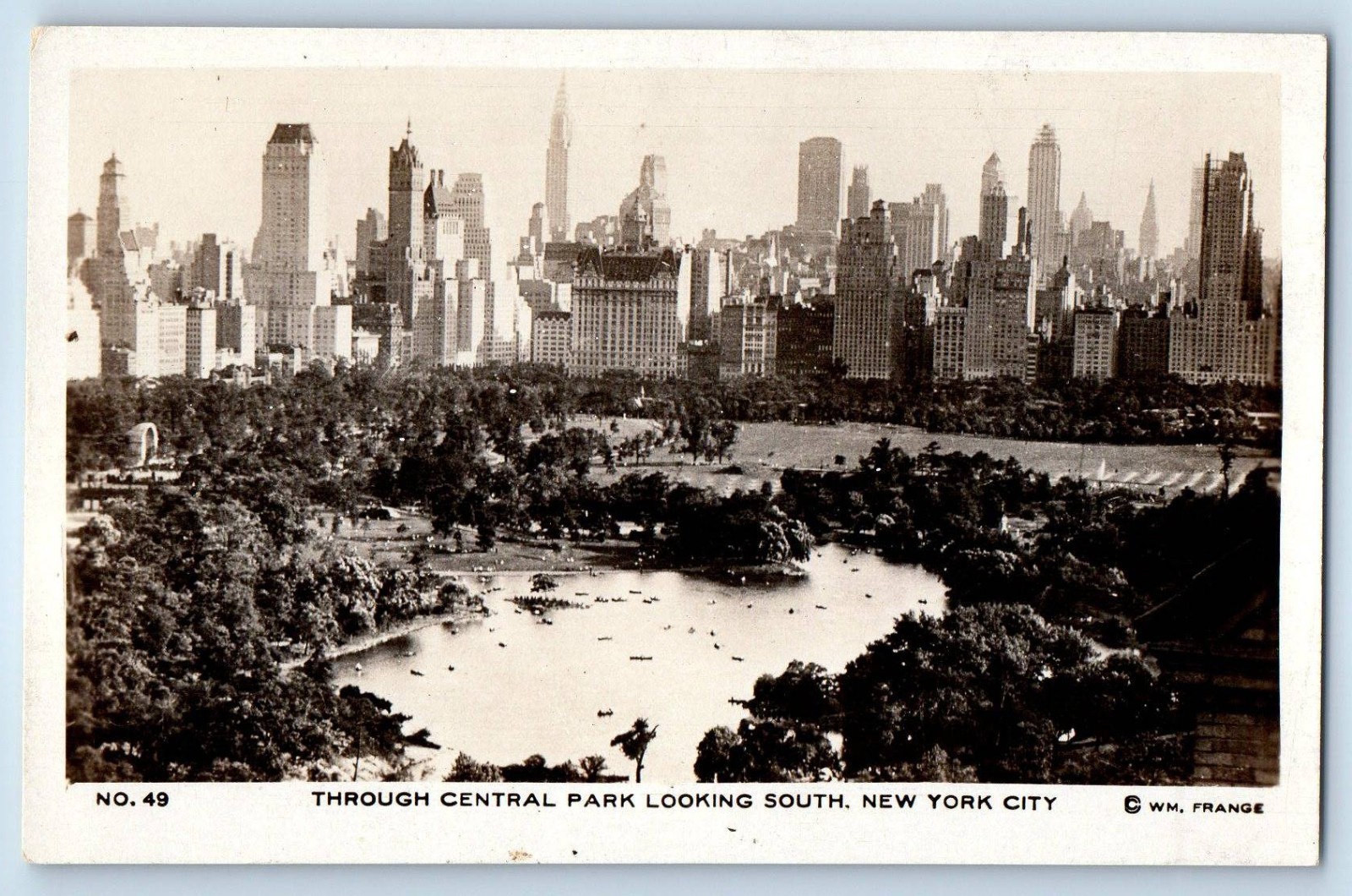 c1910's Through Central Park Looking South New York City NY RPPC Photo Postcard