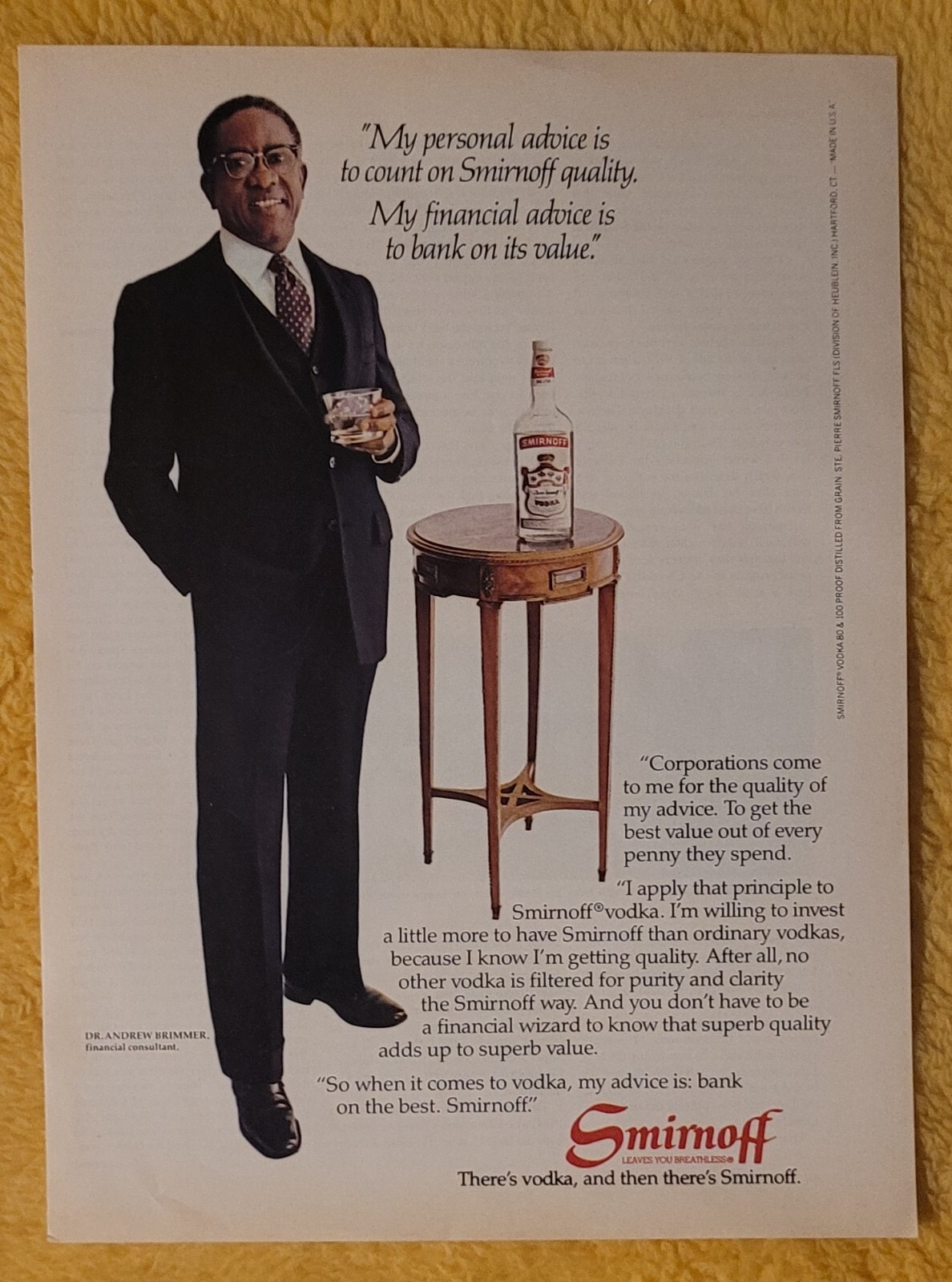 1982 Smirnoff Vodka 1980s Vintage 8x11\