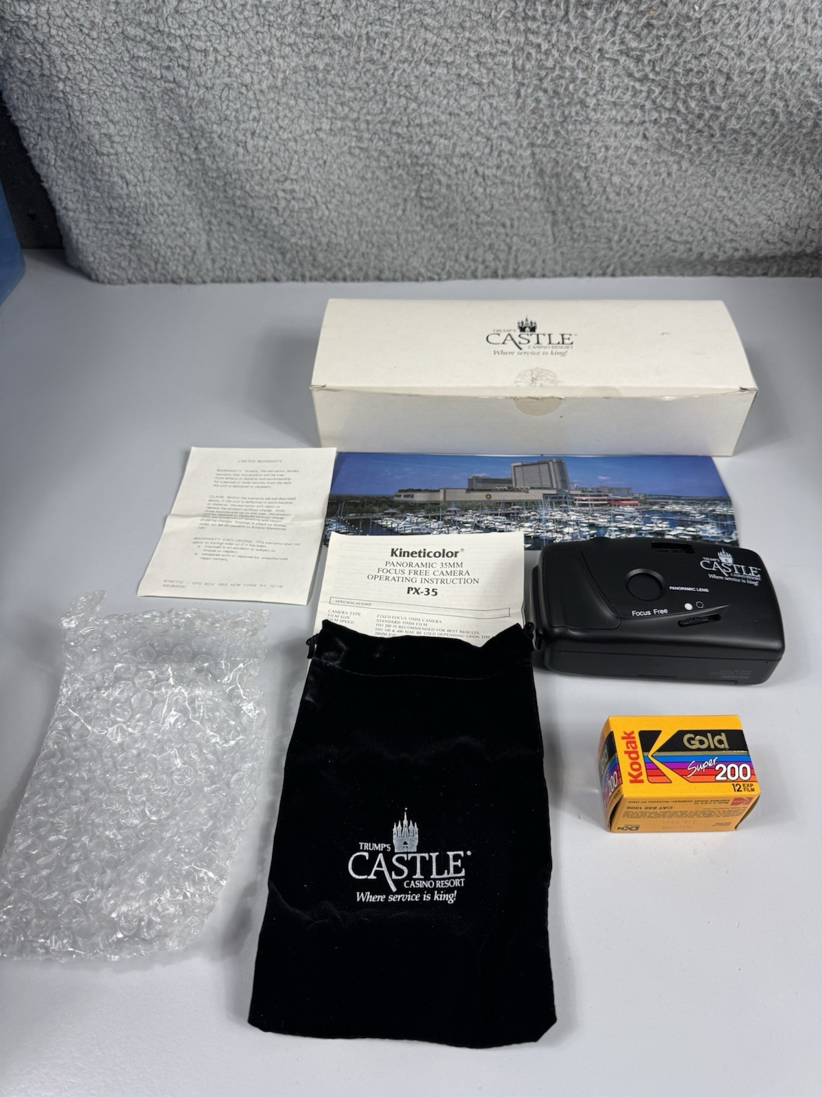 TRUMP’S CASTLE CASINO RESORT  35mm Camera Black Case w/Instructions & Photo Y2K