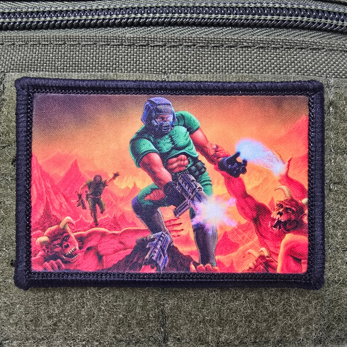 Doom Game Shooter Morale Patch Tactical Military Army USA Flag Hook & Loop