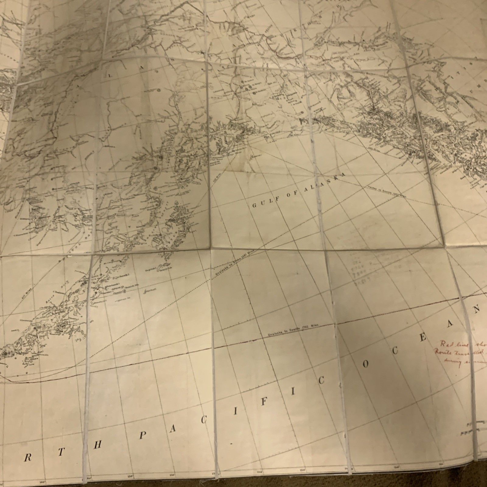 general chart of alaska 1906 antique canvas large