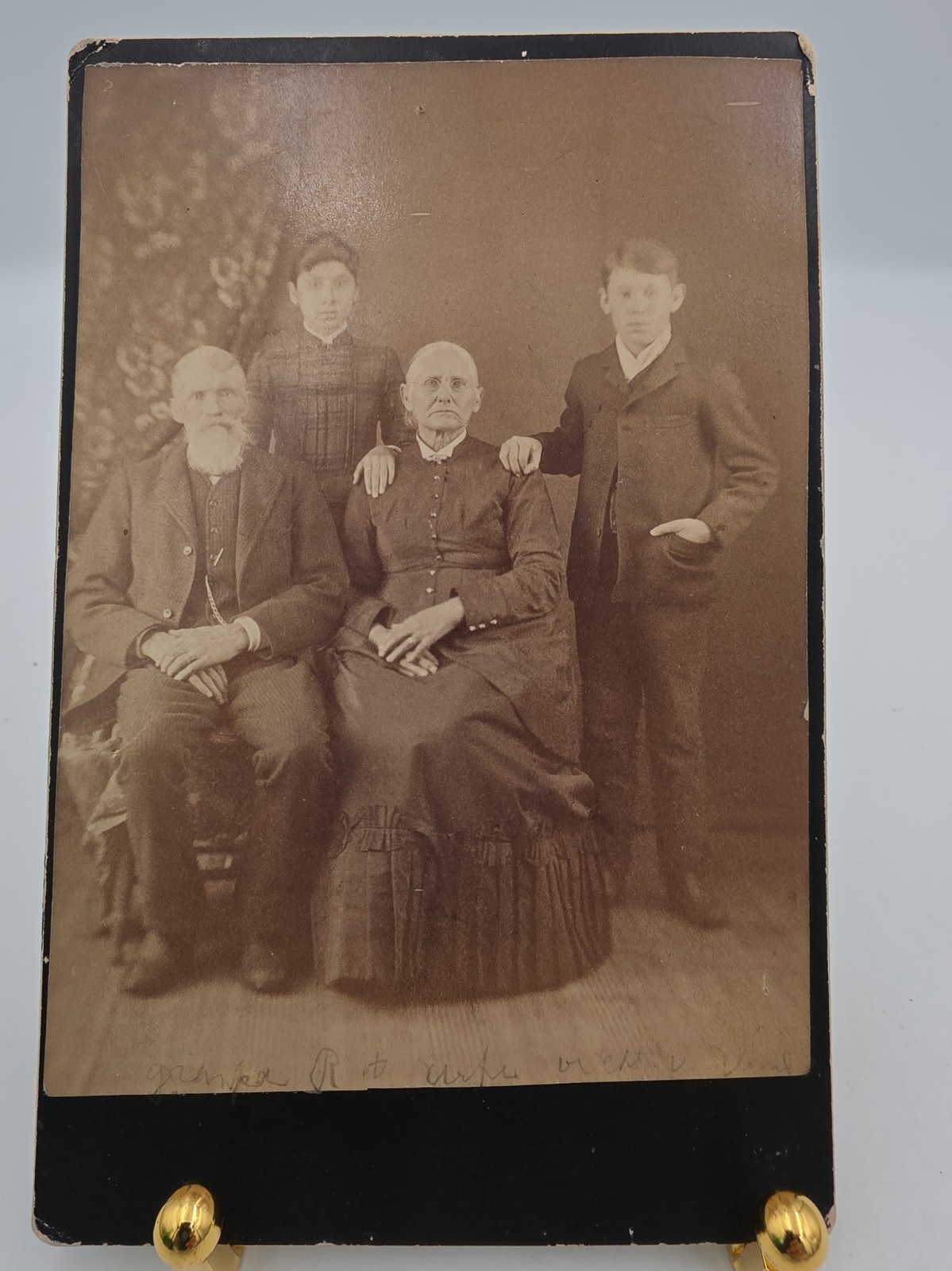 Antique Victorian American Family Portrait, Girl&Boy Cabinet Photo 6.5\