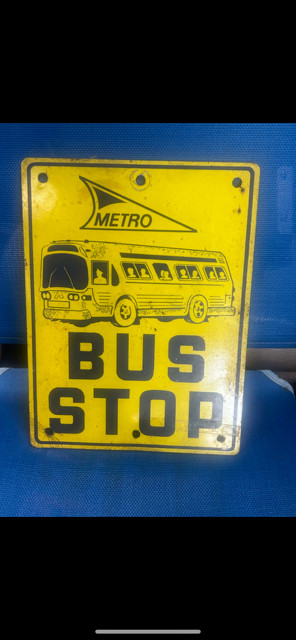 Vintage Old  Metro Bus Stop Pole Sign Bus Graphics