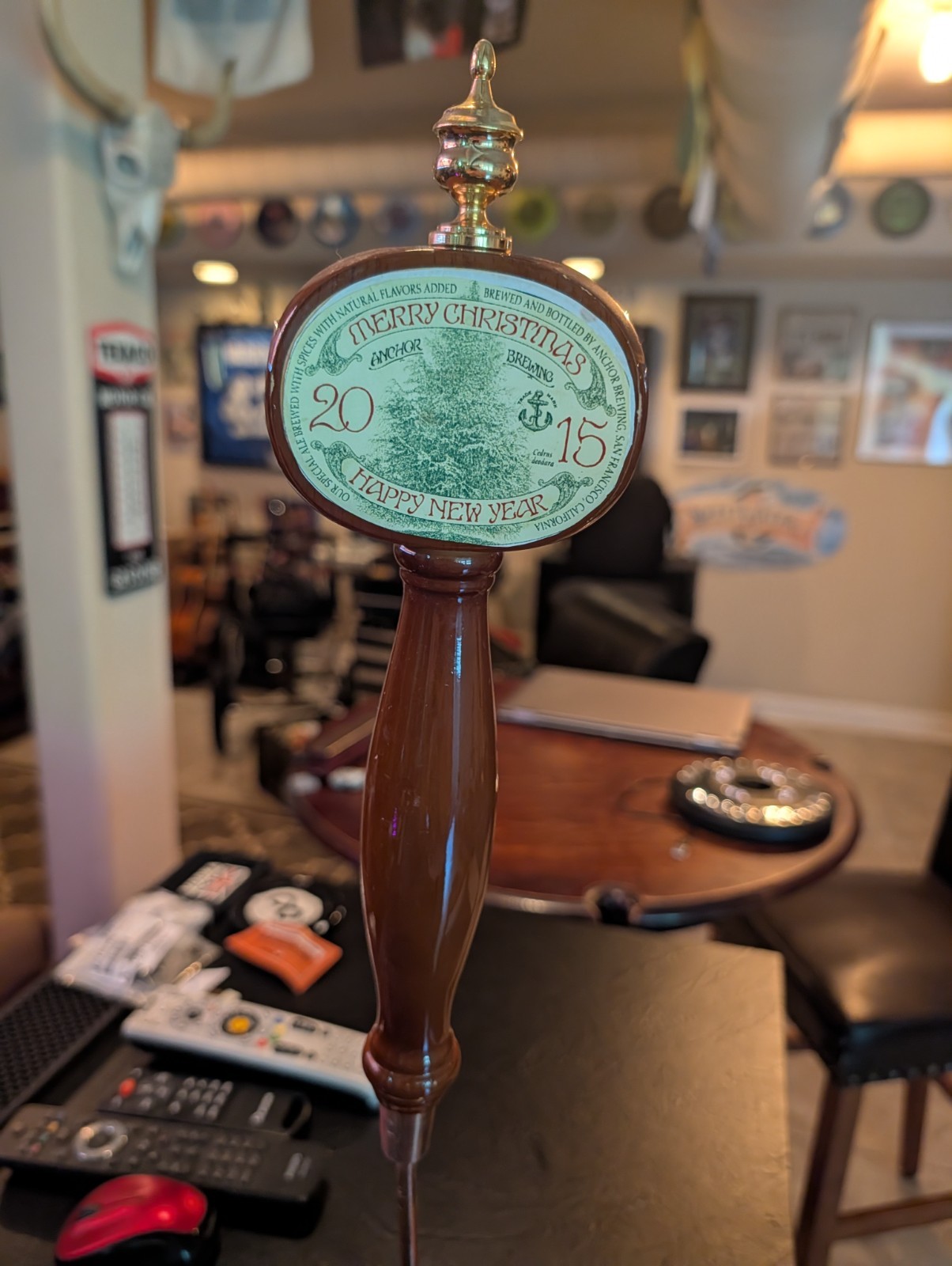 wood beer tap handle for Anchor Brewing Company\'s Holiday 2015