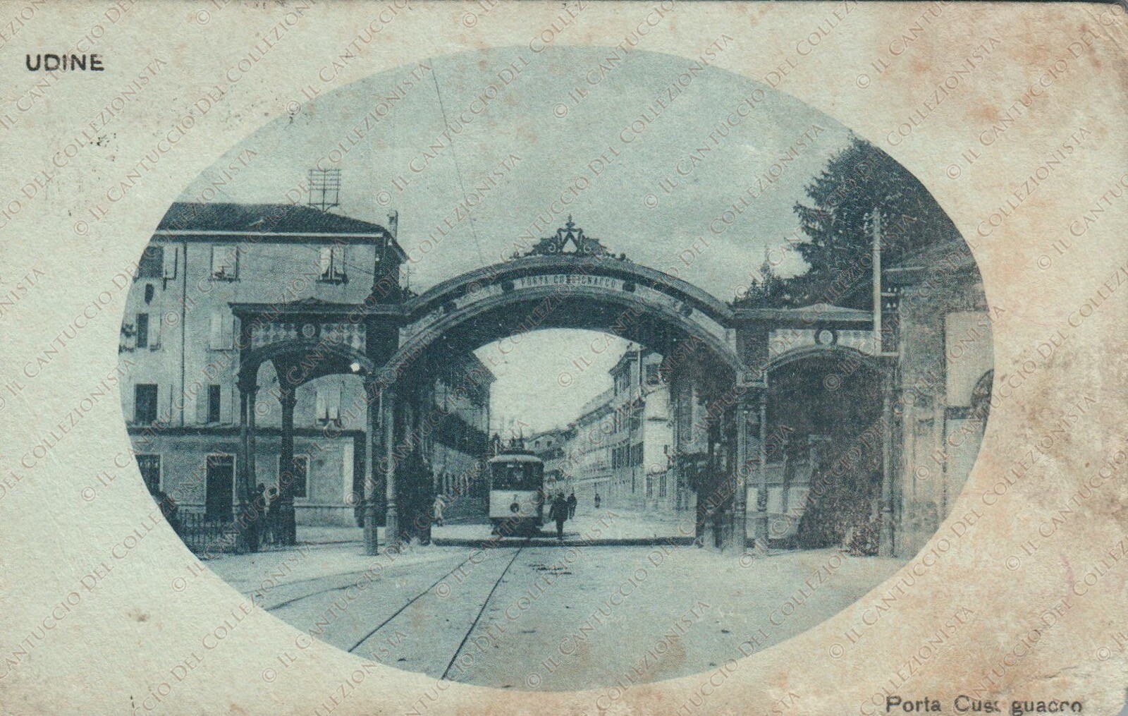 1920 UDINE Porta Cussignacco TRAM Cartoon Postcard