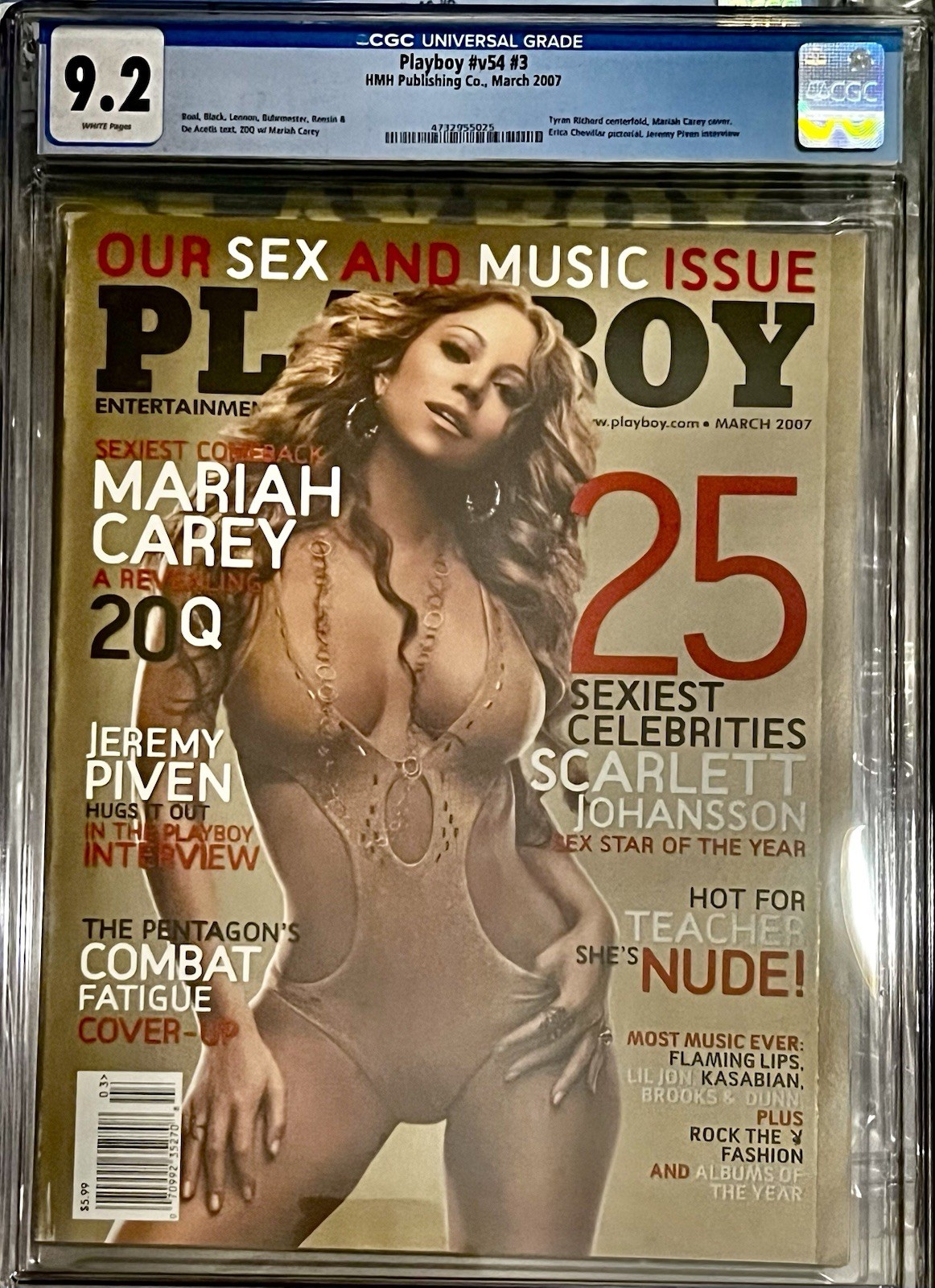 CGC Graded 9.2 PLAYBOY MAGAZINE March 2007 Mariah Carey V54 #3