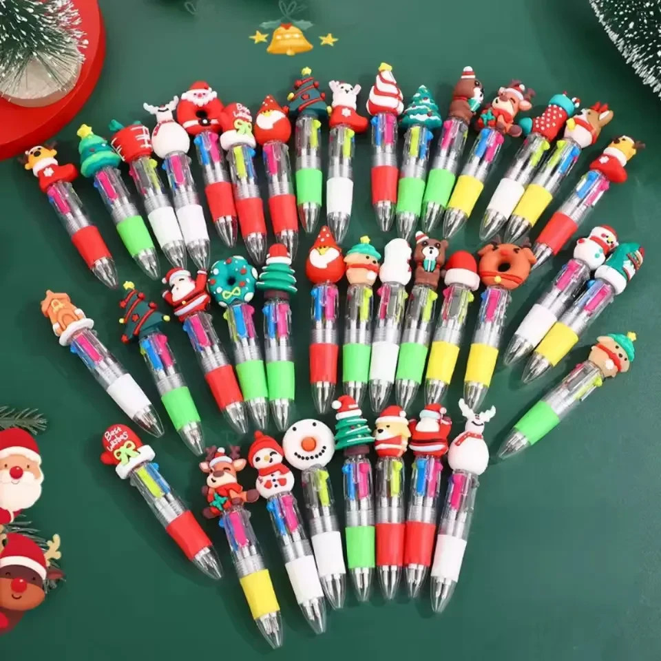 20PCS Christmas 4‑Color Pens Santa Stocking Filler Party Gift Mix Styles 20PCS Christmas 4‑Color Pens Santa Stocking Filler Party Gift Mix Styles
