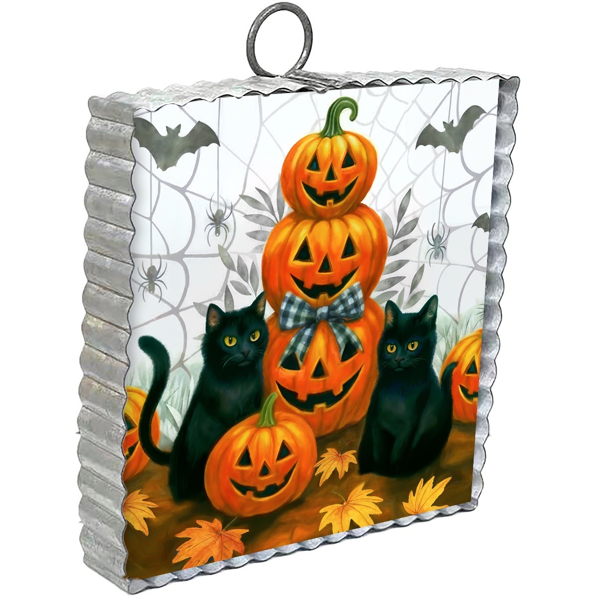 Briarwood Lane Black Cat Pumpkin Stack Metal Mini Moment 6x6