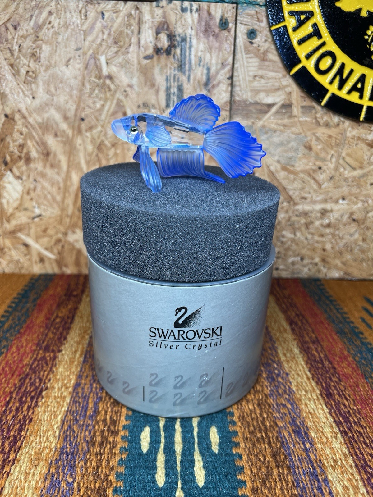 Swarovski Crystal Siamese Fighting Fish Blue Figurine with Original Box