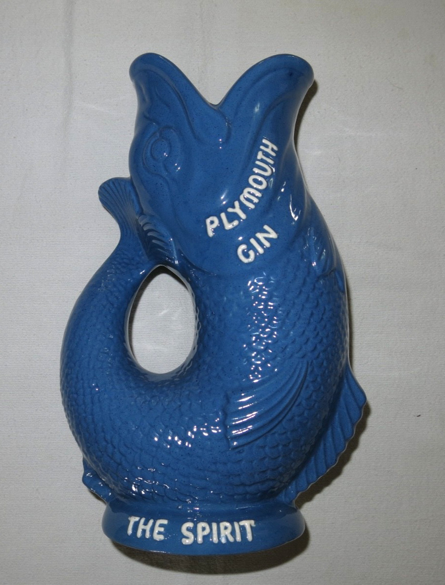 DARTMOUTH DEVON PLYMOUTH GIN SPIRIT OF THE WEST FISH GUGGLE JUG VINTAGE