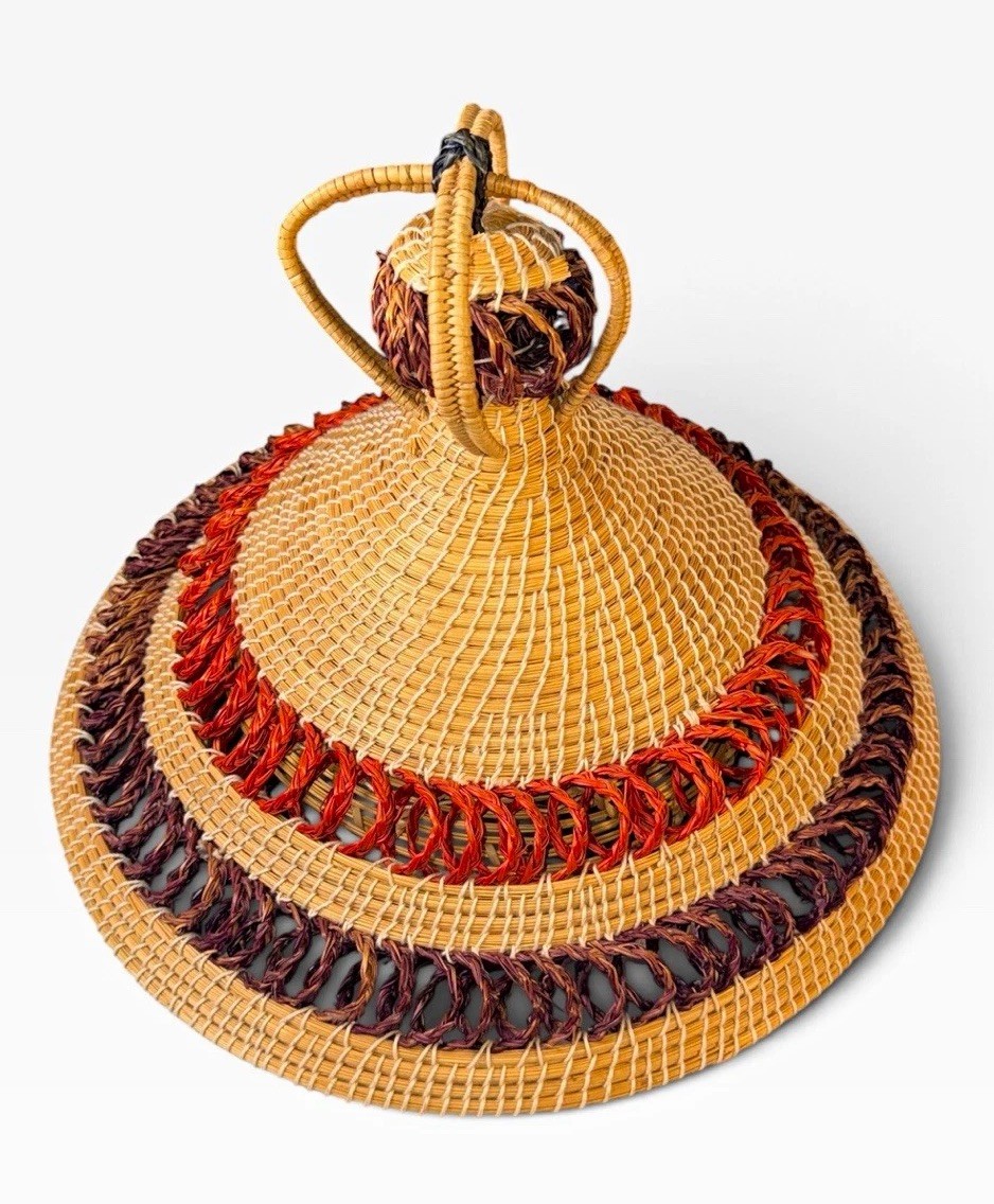 Mokorotlo Style African Straw Hat Handwoven Conical Boho Wall Decor 13\