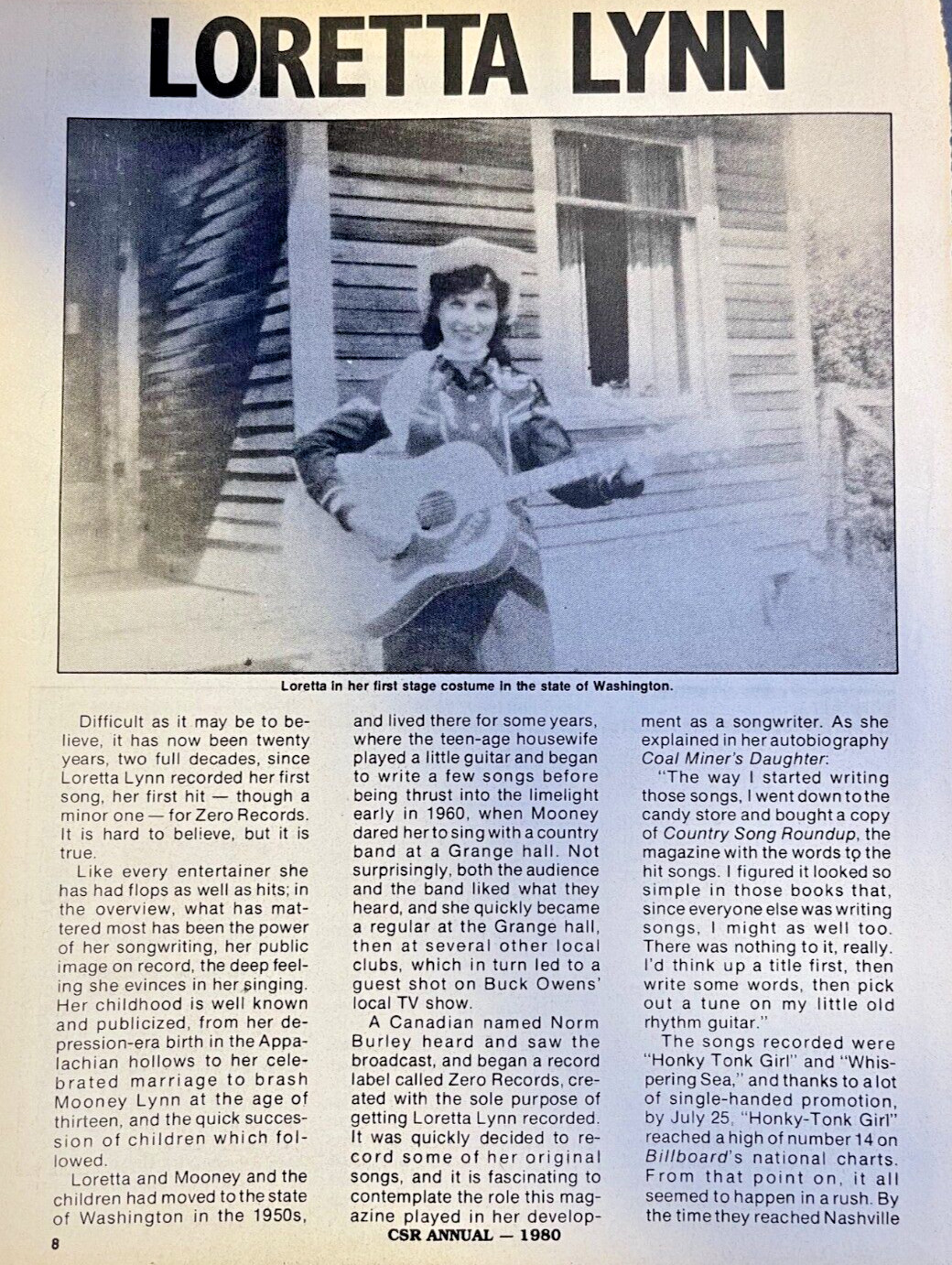 1980 Country Western Musician Loretta Lynn