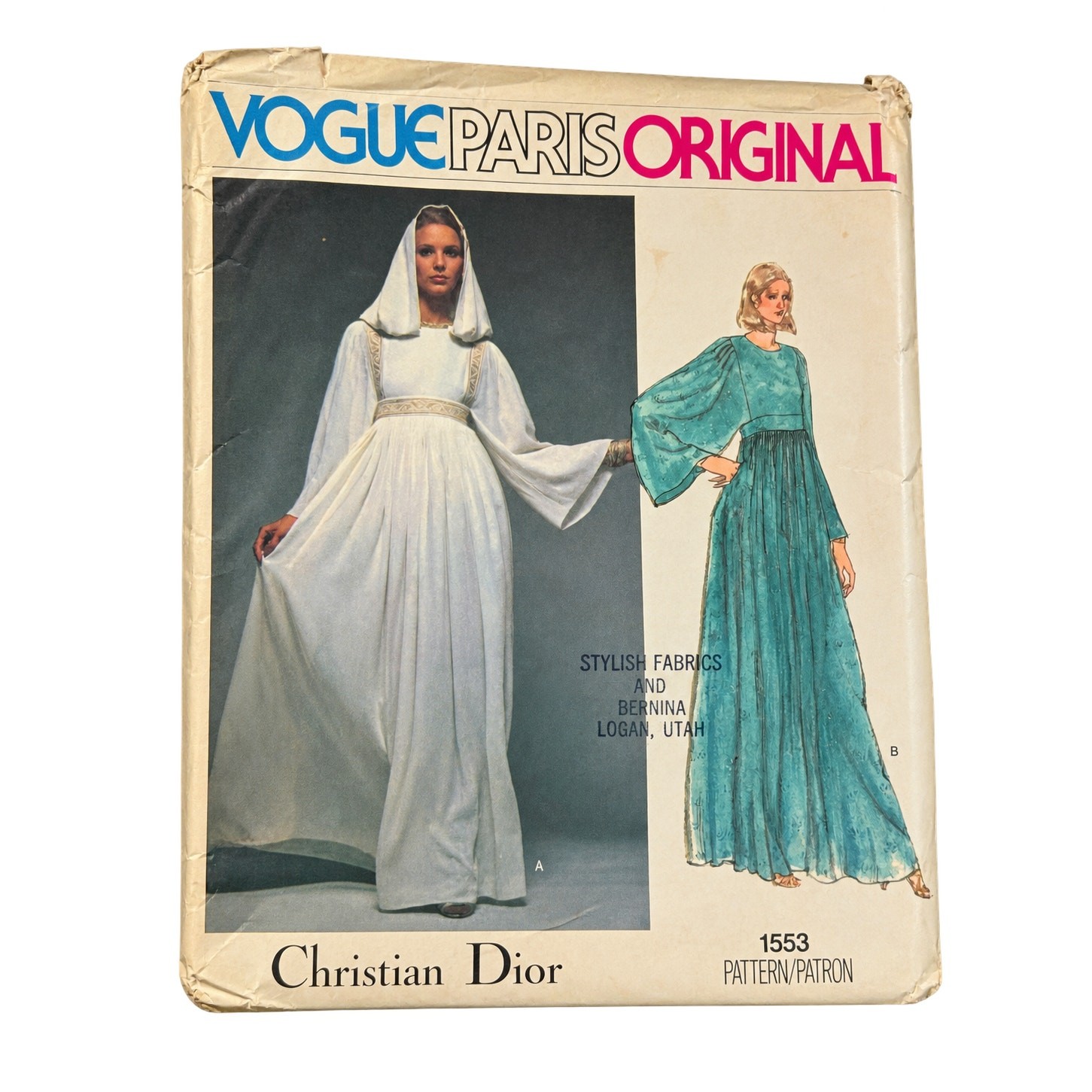 1977 Vogue Paris Original 1553 Christian Dior Gown Pattern Sz 10 Uncut Label