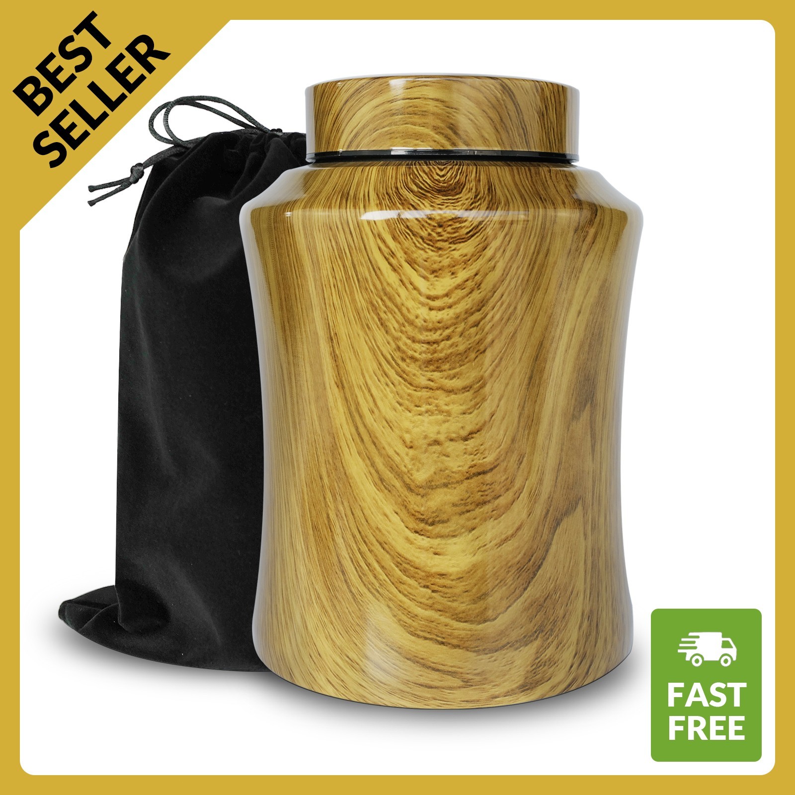 Large Cremation Urn for Human Ashes Adult 180 lbs - Best Offer - Wood Texture