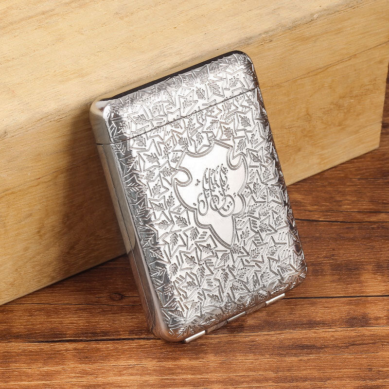 1X Silver Vintage Portable Metal Flip Top Three Open Cigarette Case For 16pcs US 1X Silver Vintage Portable Metal Flip Top Three Open Cigarette Case For 16pcs US