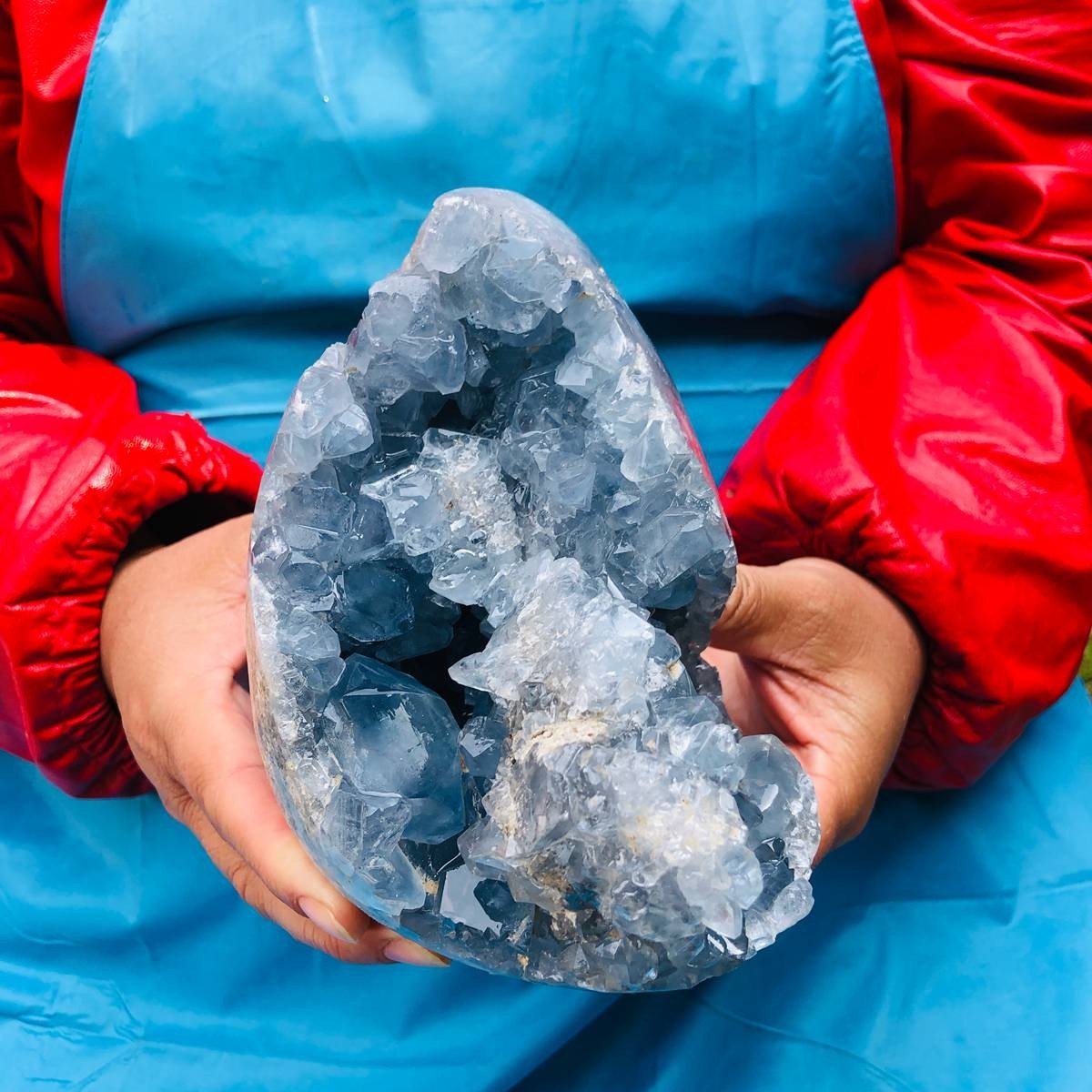 6.2 LB Large Natural Celestite Geode Crystal Cluster Healing Specimen 3986