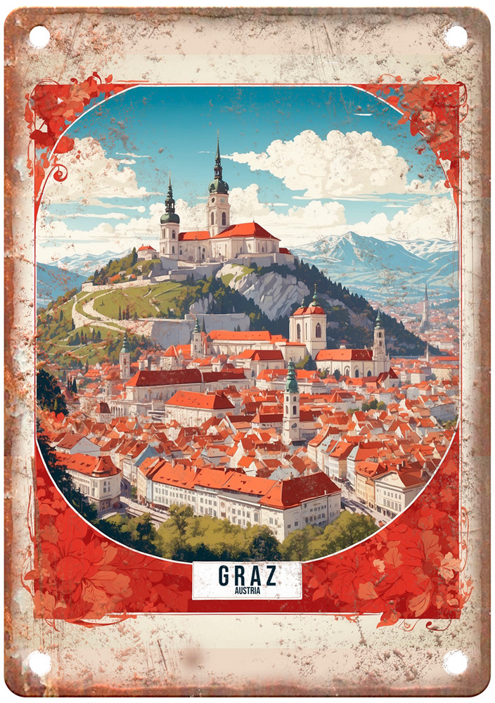 Vintage Graz Austria Retro Look Travel Poster Metal Sign T2748