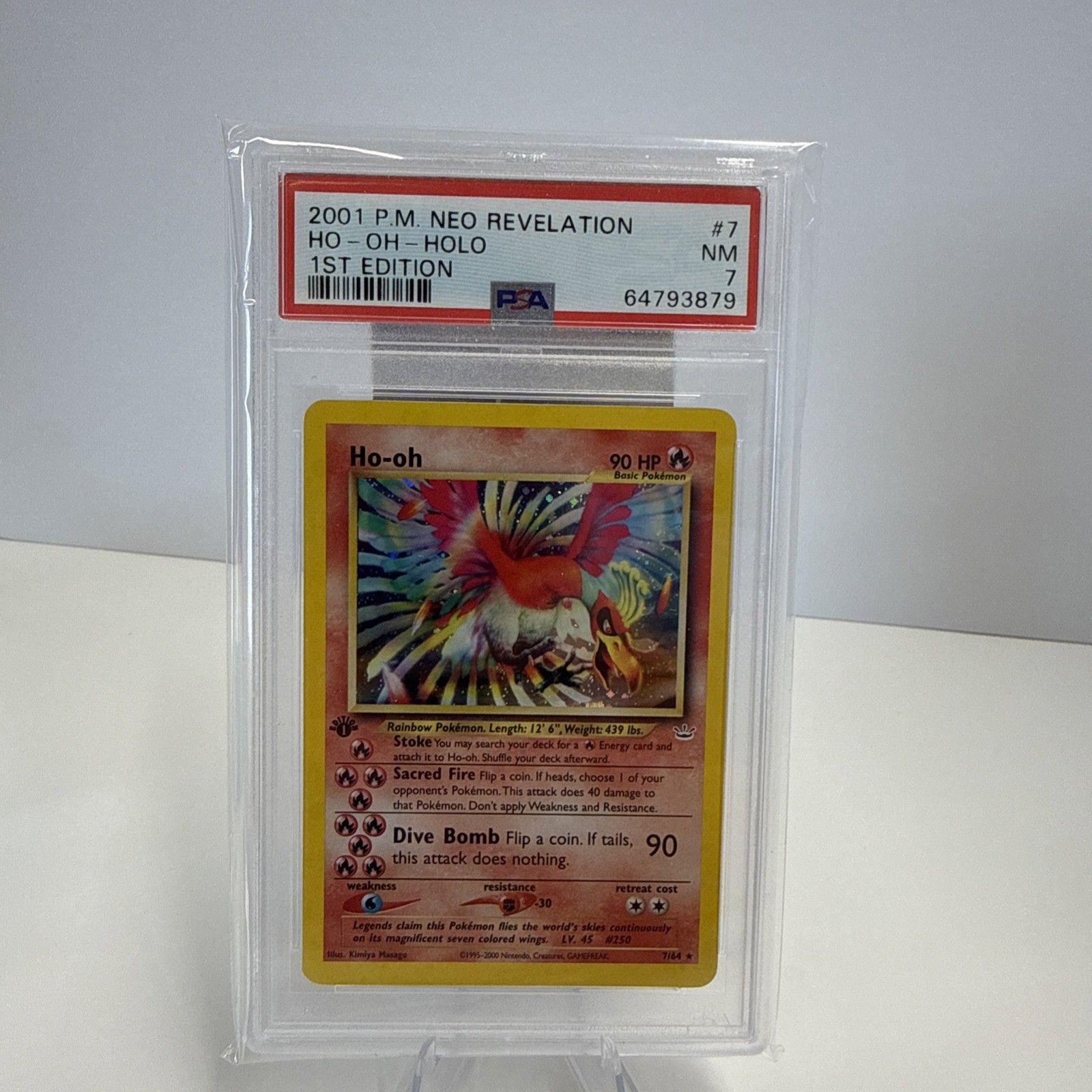 PSA 7 1st Edition Ho-oh 2001 Neo Revelation 7/64 Holo - Low Pop 181, NM
