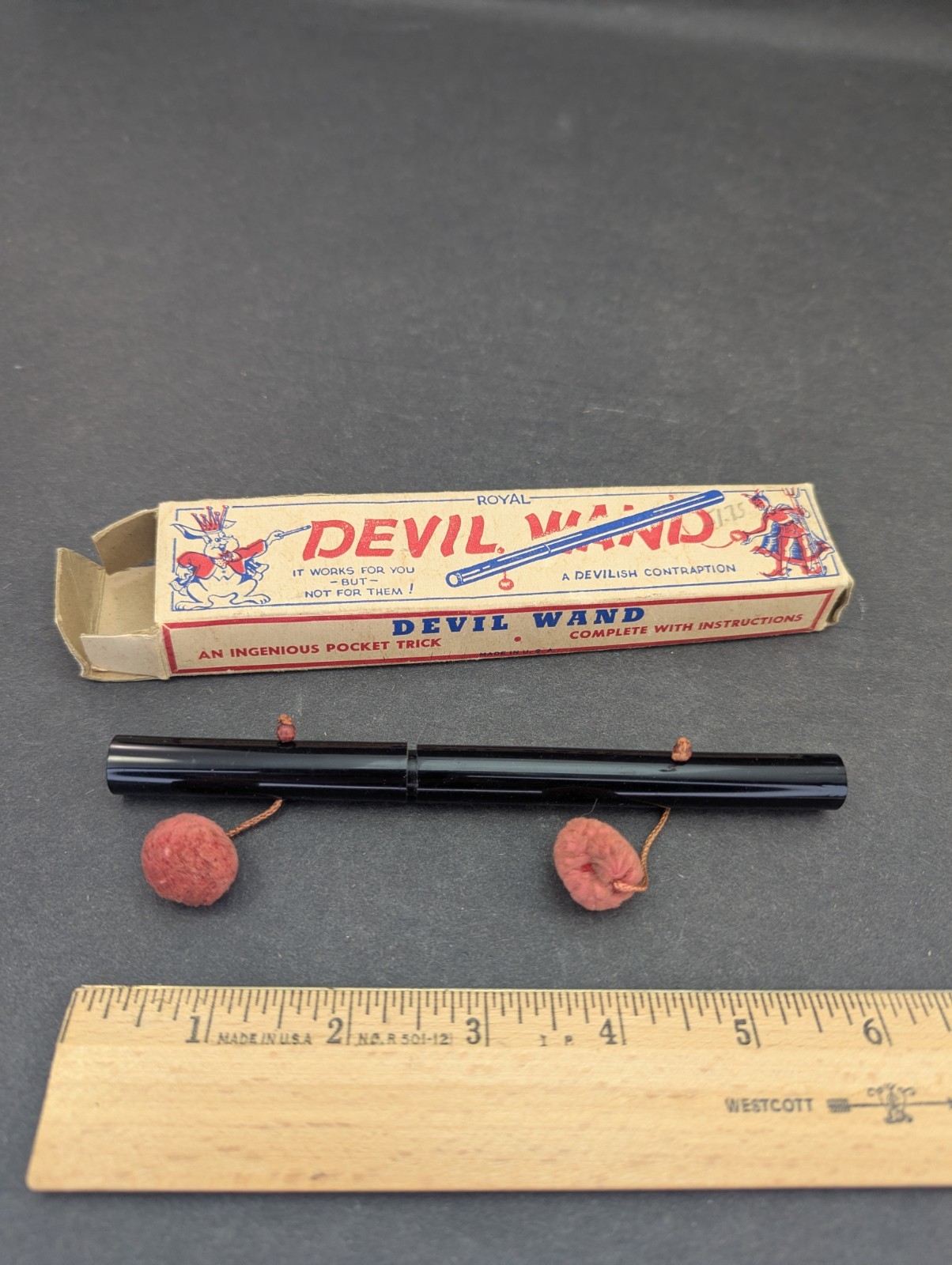 Devil Wand 1945 Trick Royal Magic Shop Pocket w/Box Vtg (no instructions)
