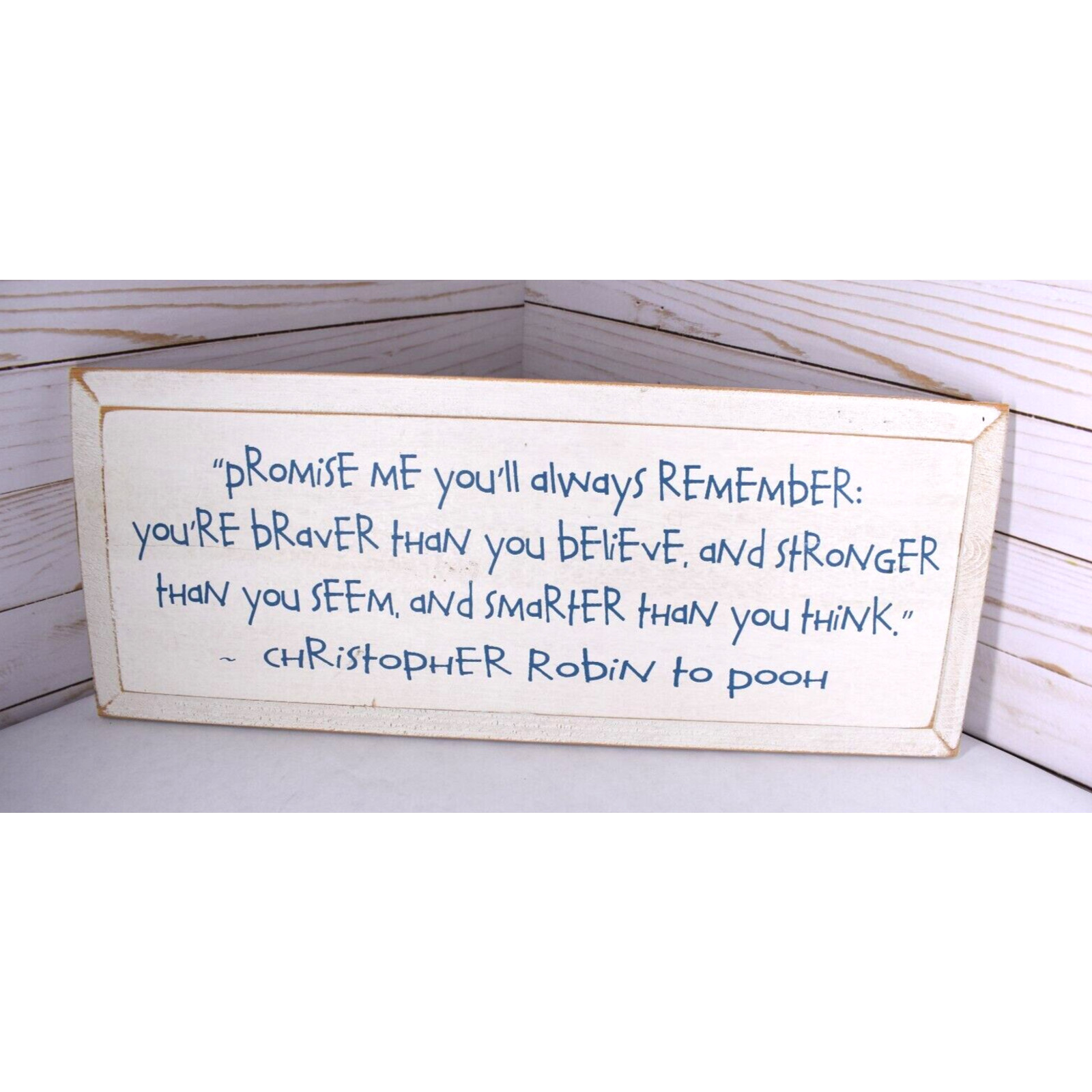 Winnie the Pooh Christopher Robin PROMISE ME Wooden Plaque Distressed Wall Decor