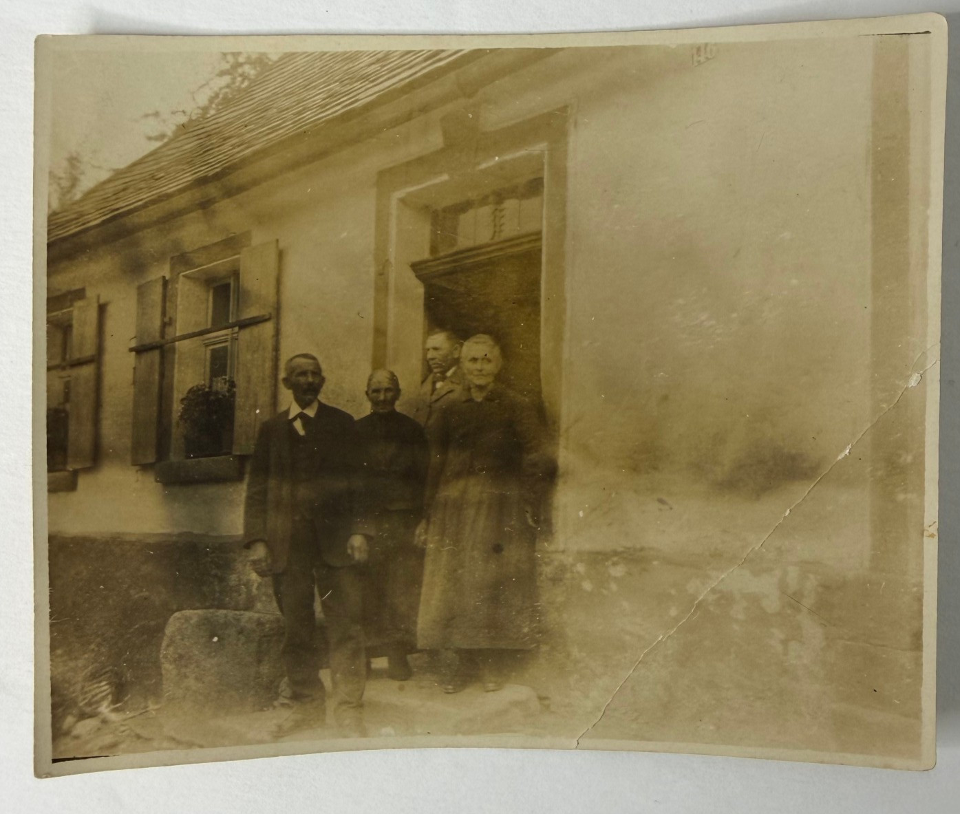 Antique Sepia Photo c1910 Edwardian Era Middle Class Family House Portrait Old Antique Sepia Photo c1910 Edwardian Era Middle Class Family House Portrait Old
