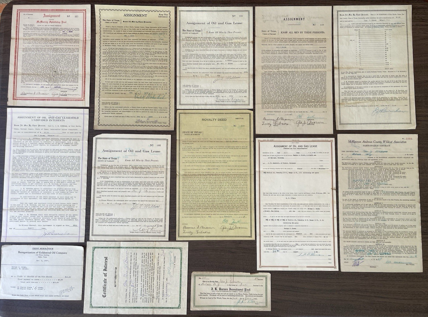 Antique Texas Oil & Gas Lease Royalty Deed Interest Assignment Contracts 1923-36