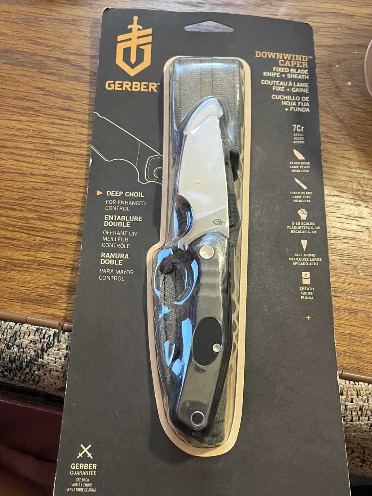 Gerber Downwind Caper Black G10 Handle Fixed Blade Hunting Camping Knife Sheath