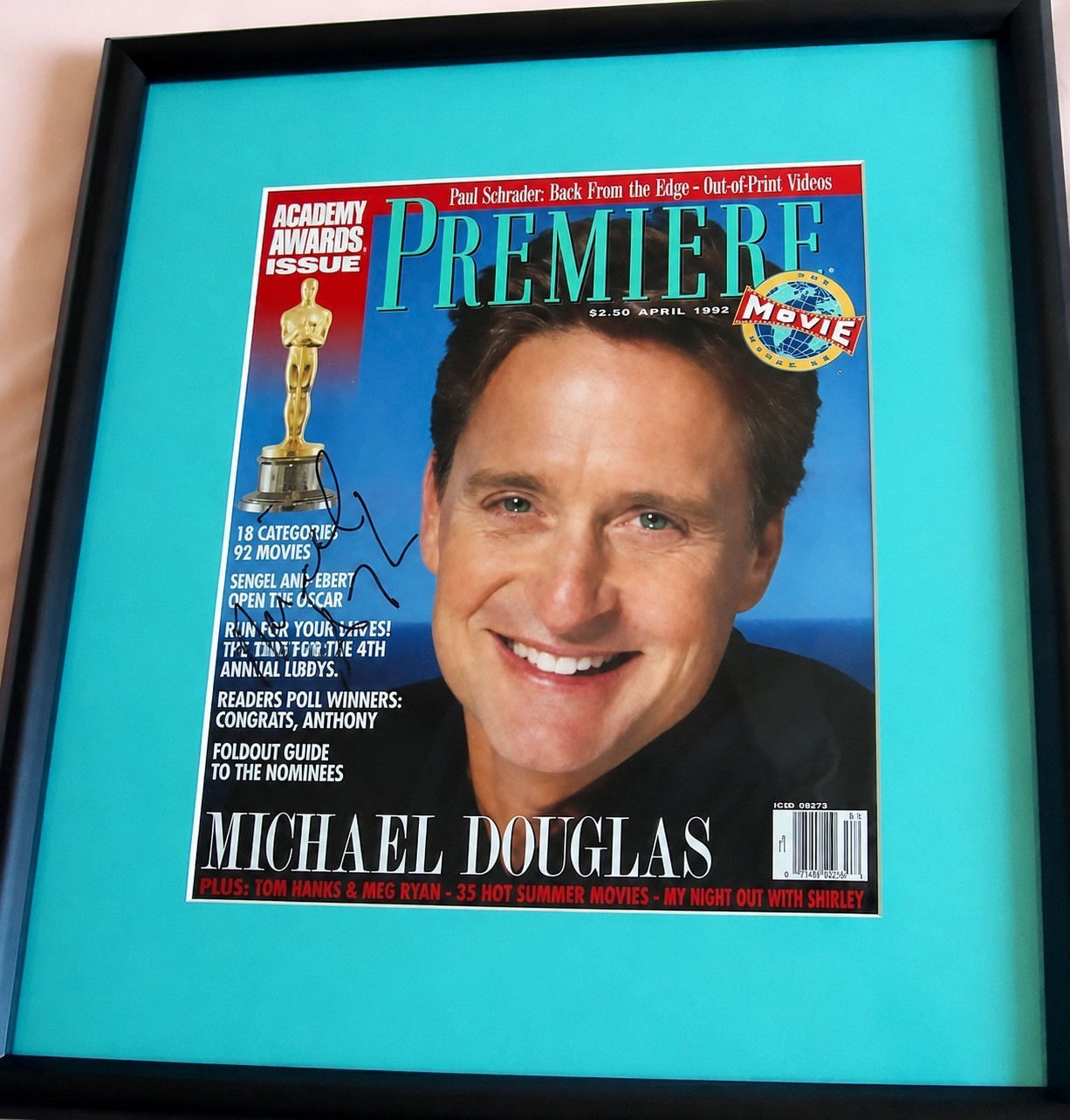 Michael Douglas signed Premiere magazine cover custom framed JSA COA Wall Street