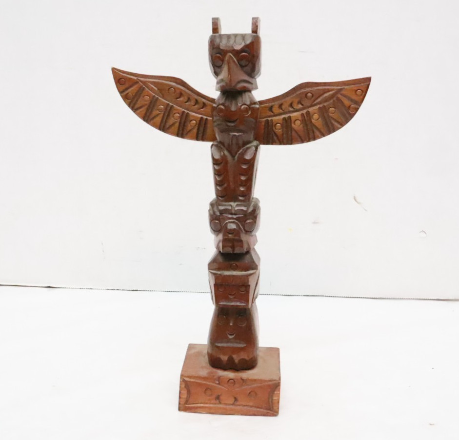 Northwest Coast Native American Carved Wood Totem Pole 11\