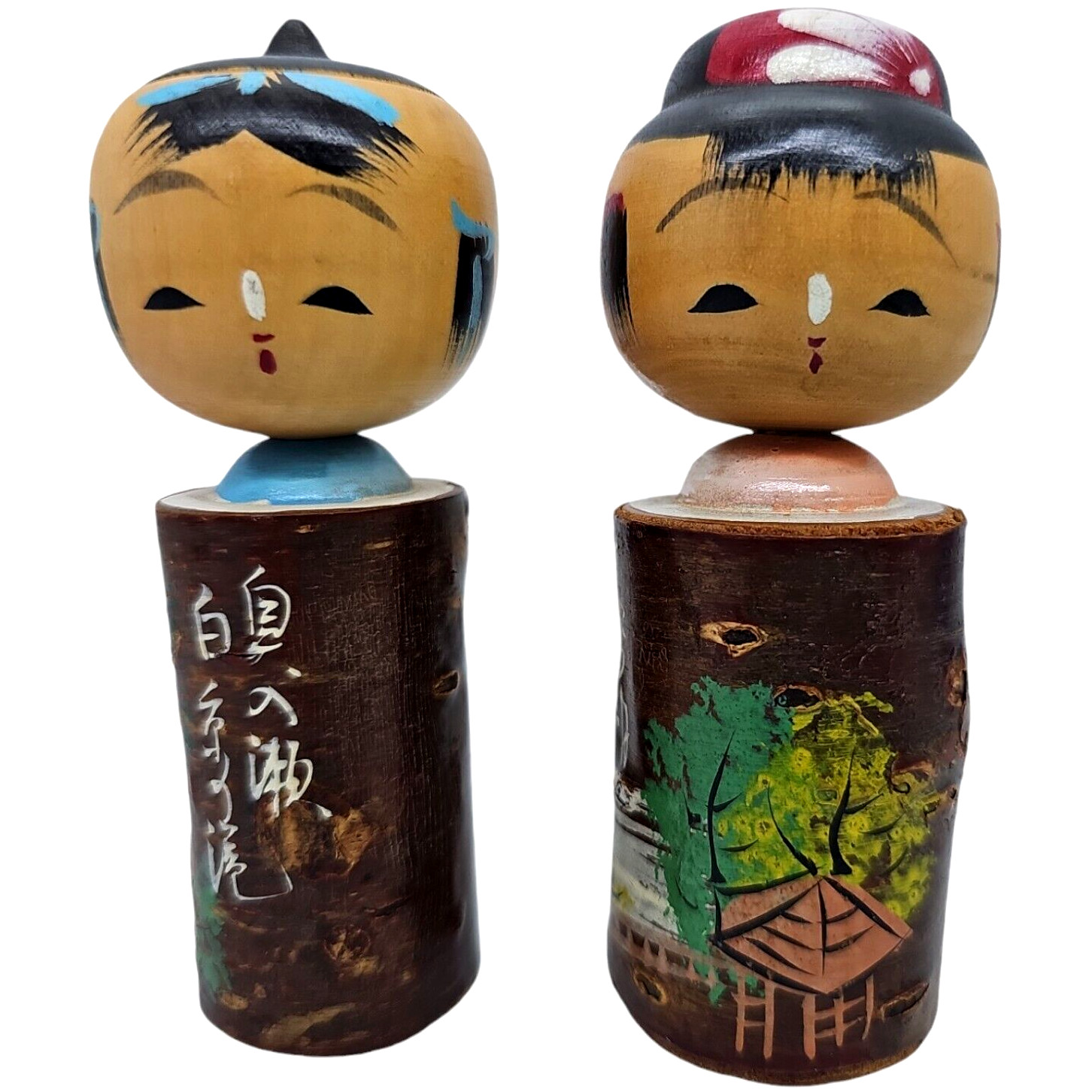 Japanese Kokeshi Doll Pair Set of 2 Vtg Couple 4 Japanese Kokeshi Doll Pair Set of 2 Vtg Couple 4