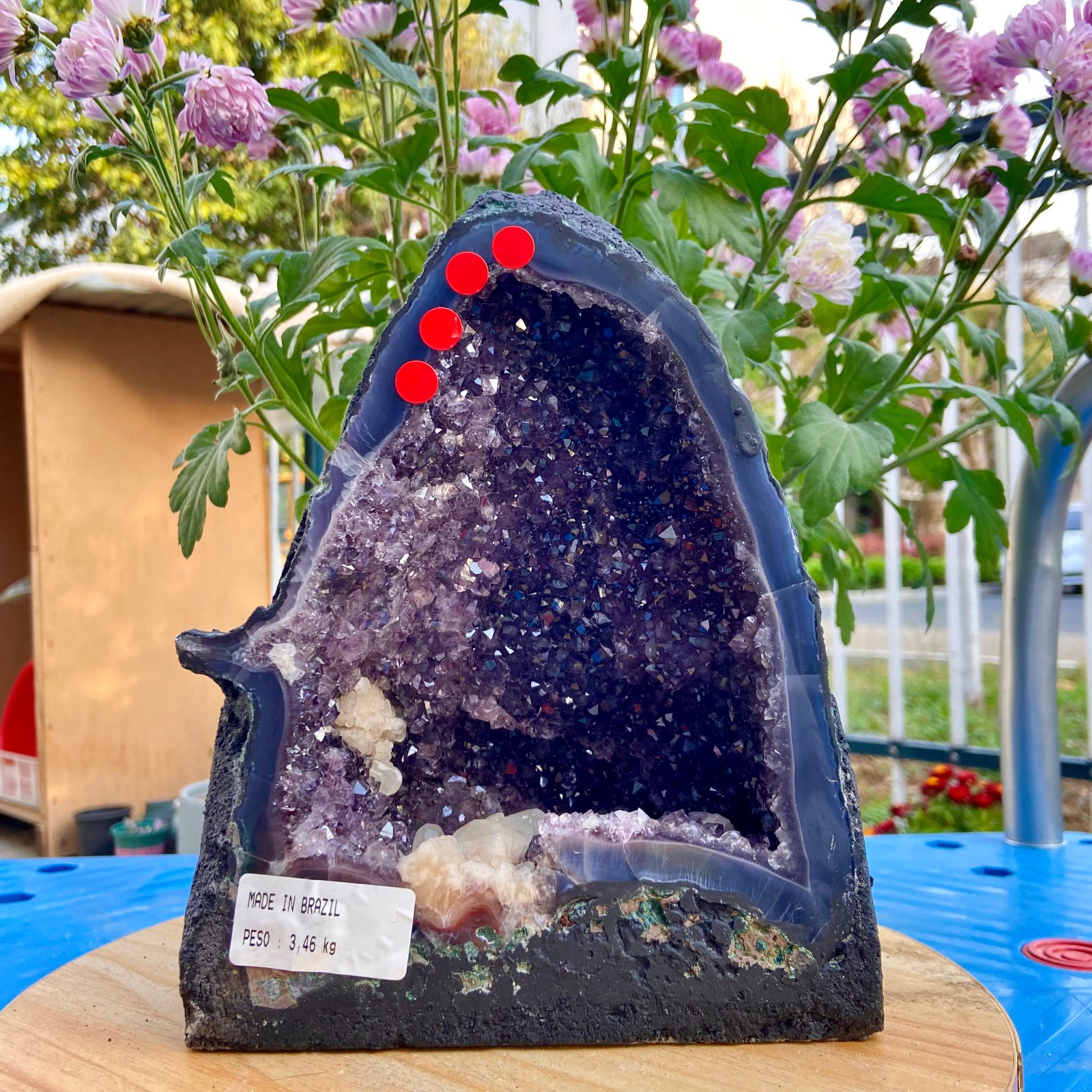 7.62LB Natural Amethyst Geode Quartz Crystal Cluster Cathedral Energy healing
